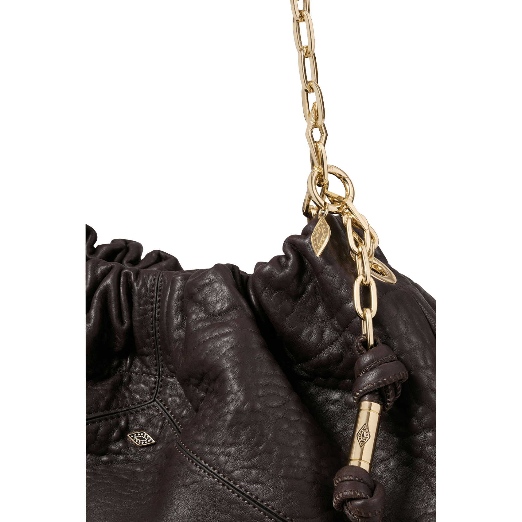 Leather shoulder bag with chain BA&SH Brown