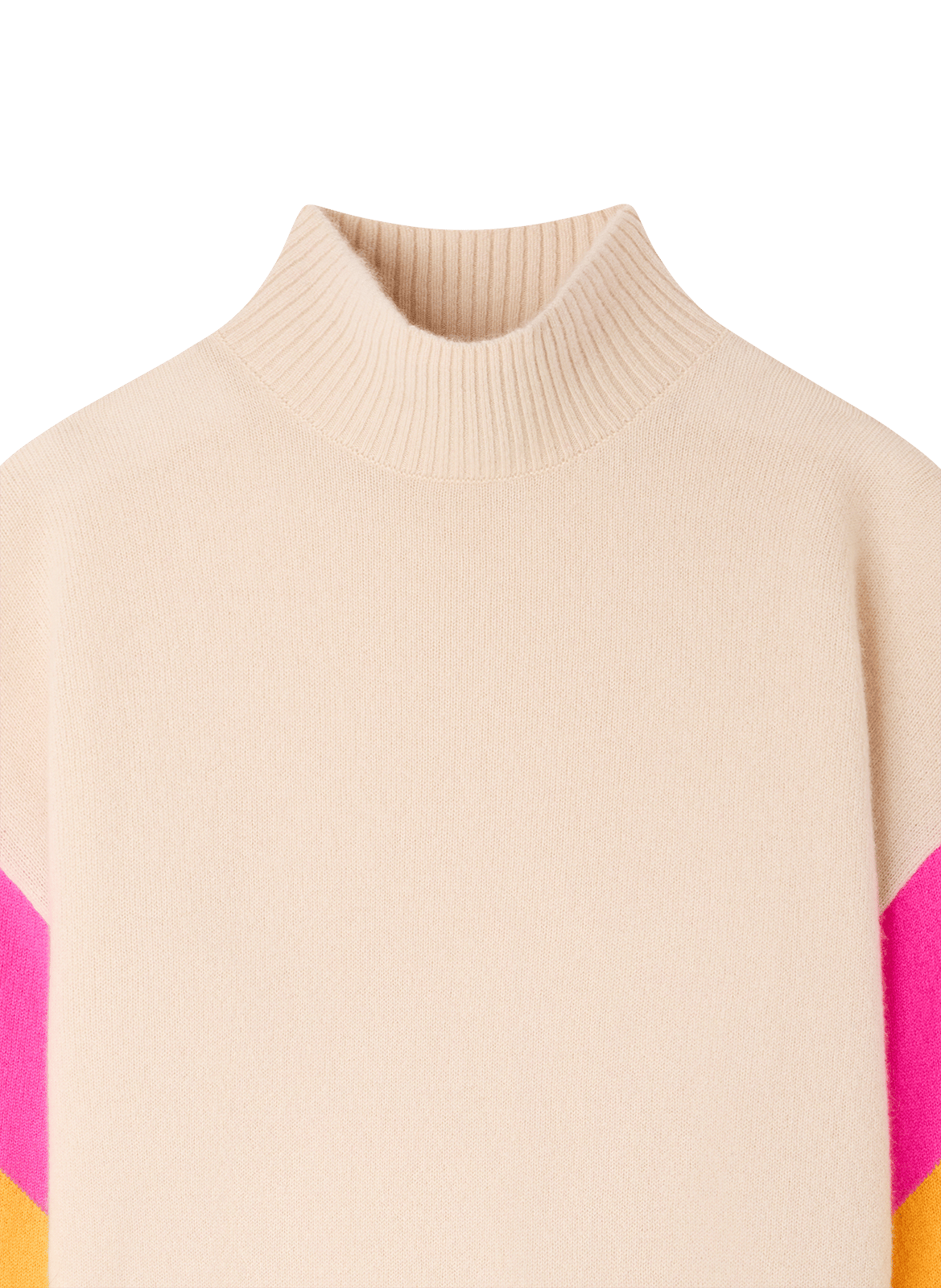 Pull col montant à motifs en cachemire FROM FUTURE Beige