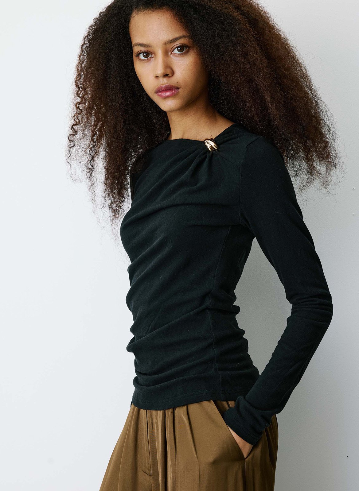 T-shirt manches longues drapé GRACE ET MILA