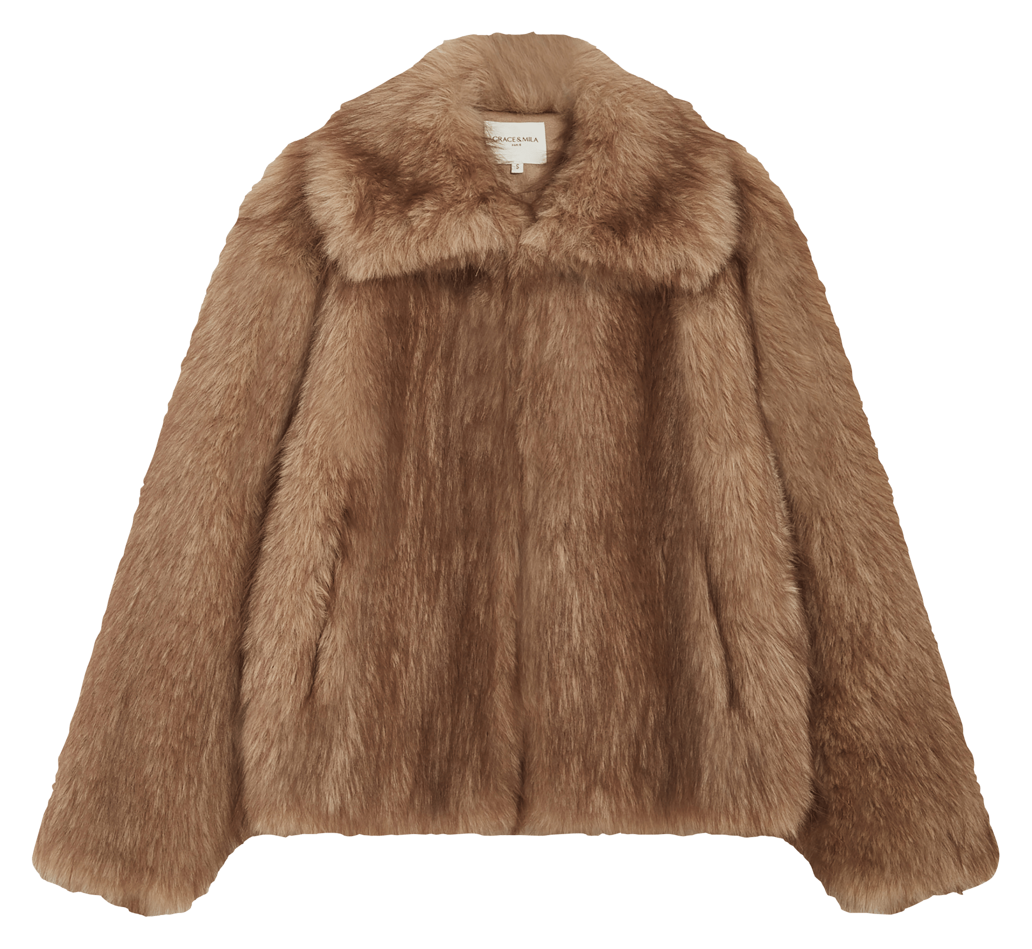 Manteau droit effet fourrure GRACE ET MILA Beige