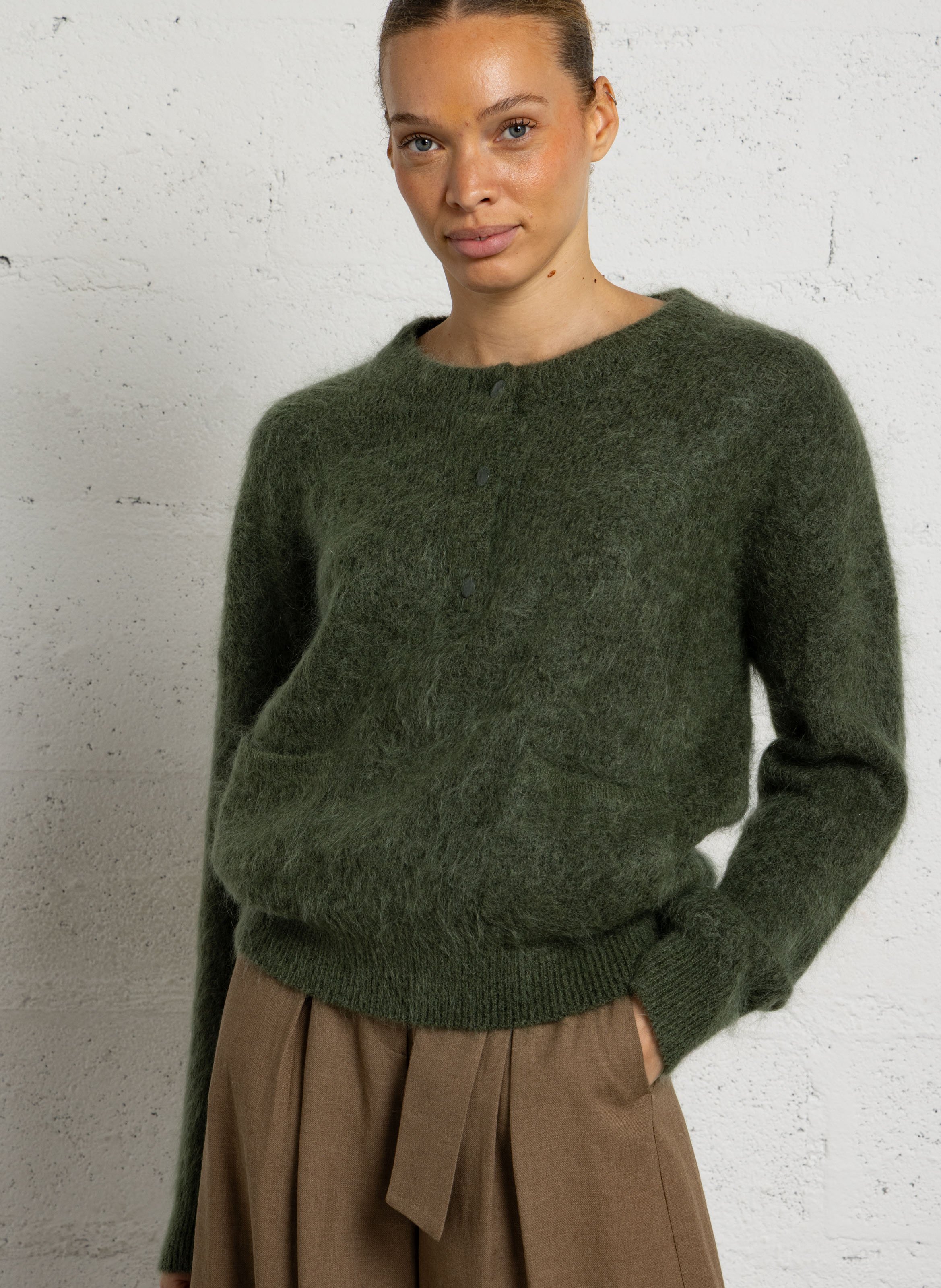 Oversize-Pullover aus Wollmix MAISON 123 Grun