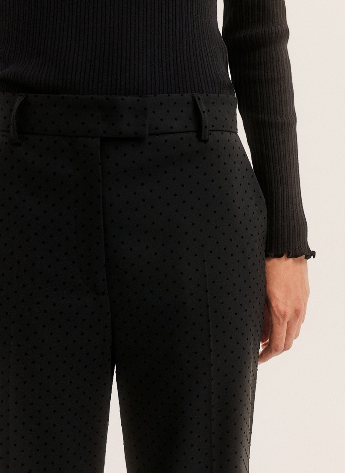 Wide-leg spotted trousers PABLO Black