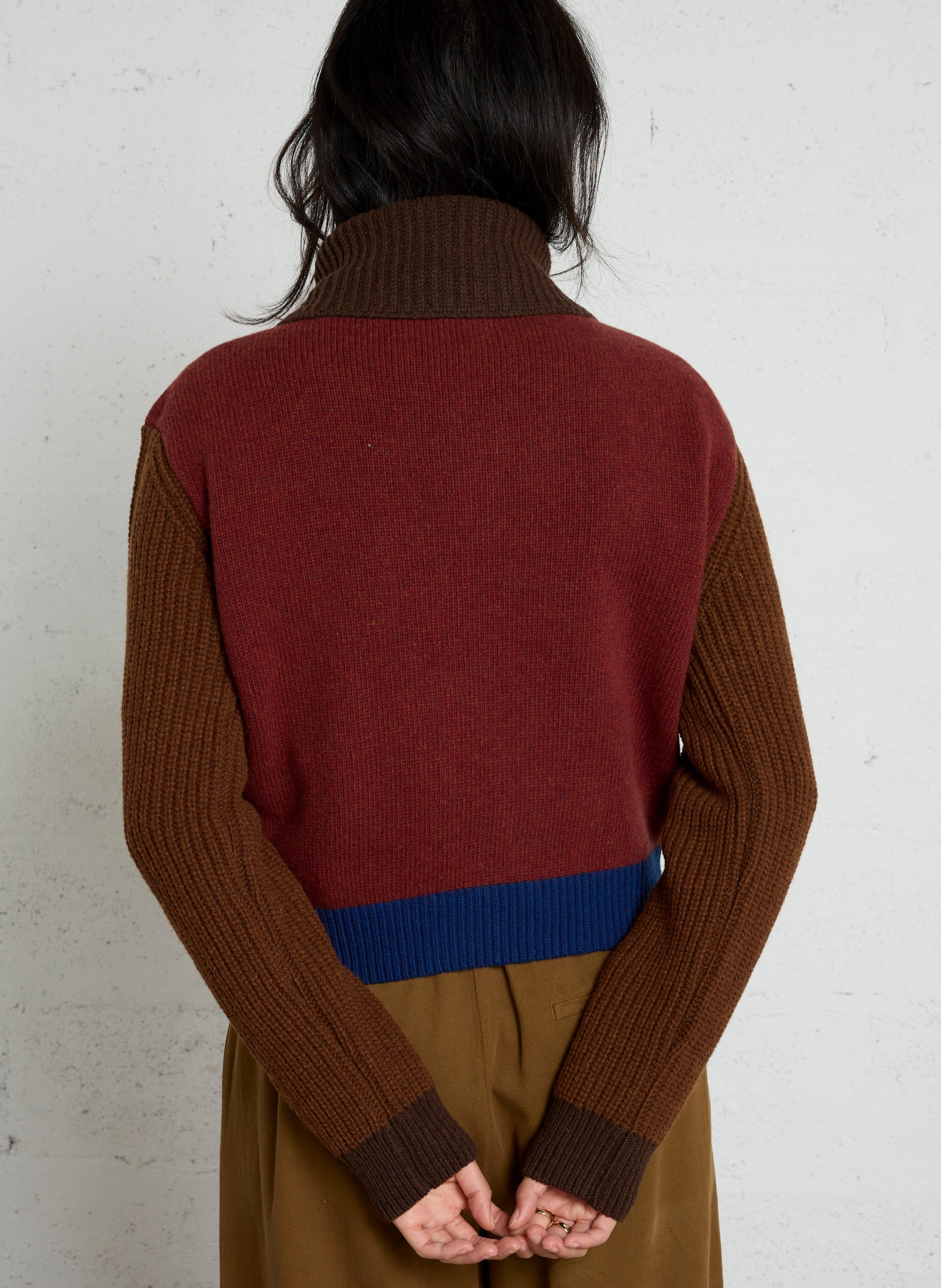 Pull col camionneur en laine  THINKING MU Marron