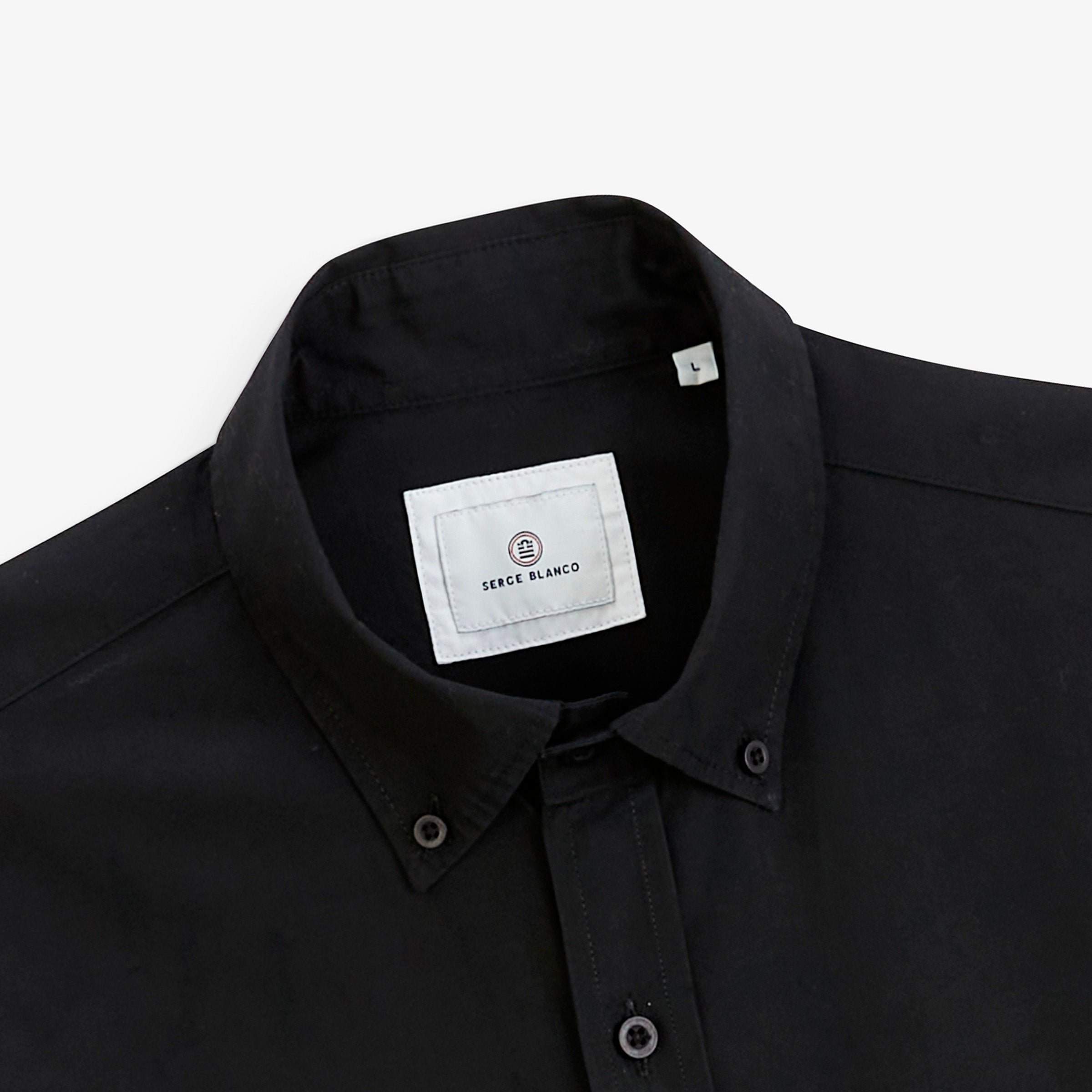 Long-sleeved cotton poplin shirt SERGE BLANCO Black