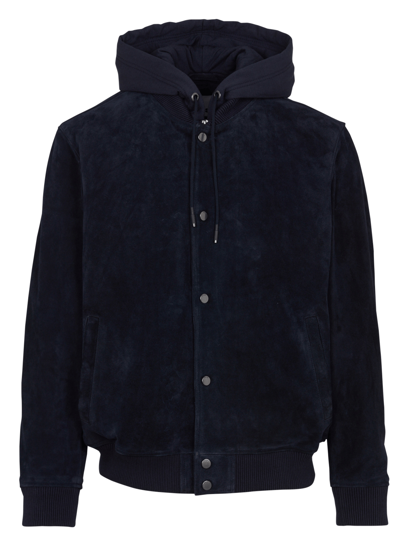 Suede leather jacket with removable hood IKKS Blue