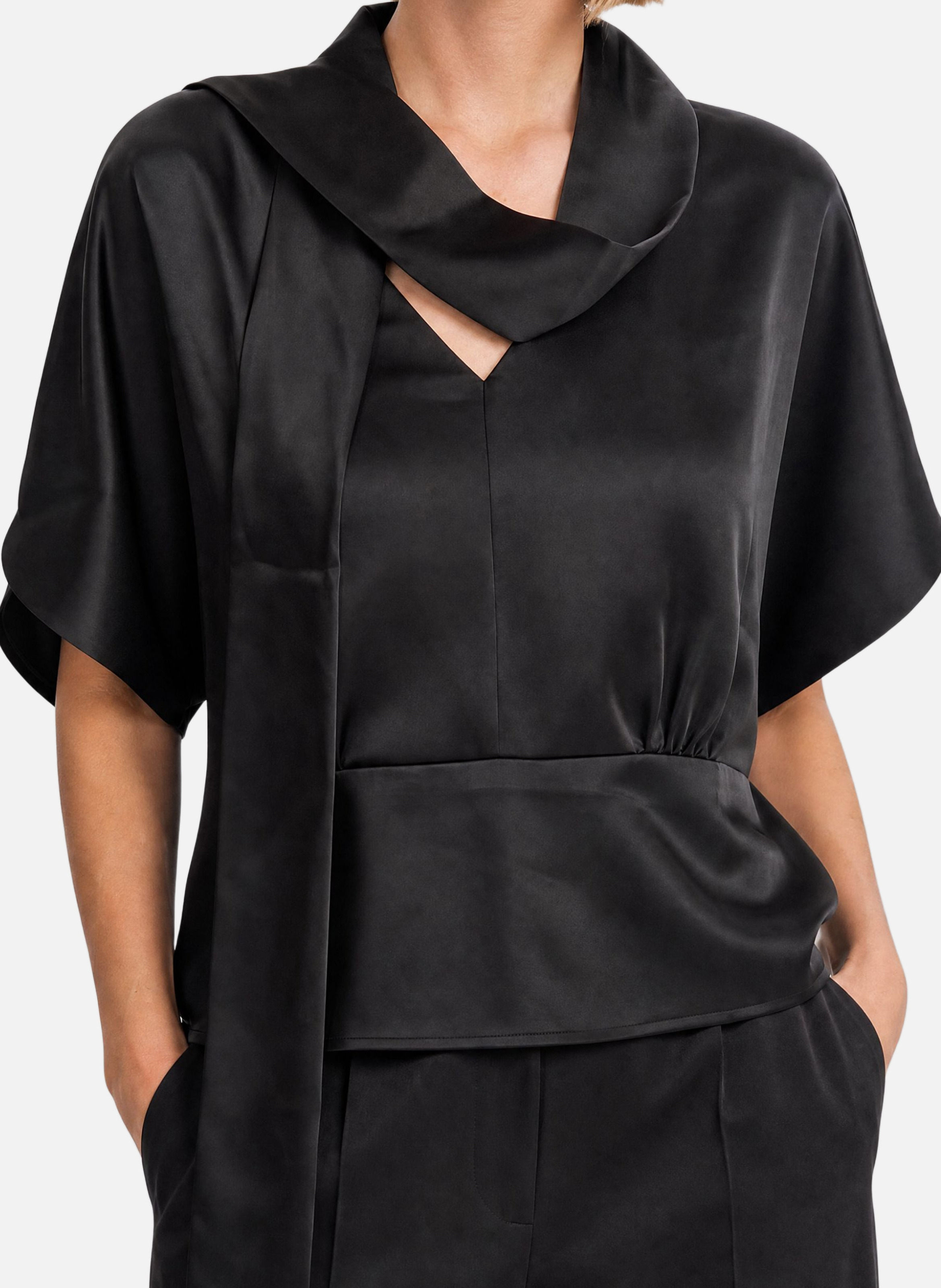 Satin top with lavallière tie THE KOOPLES Black