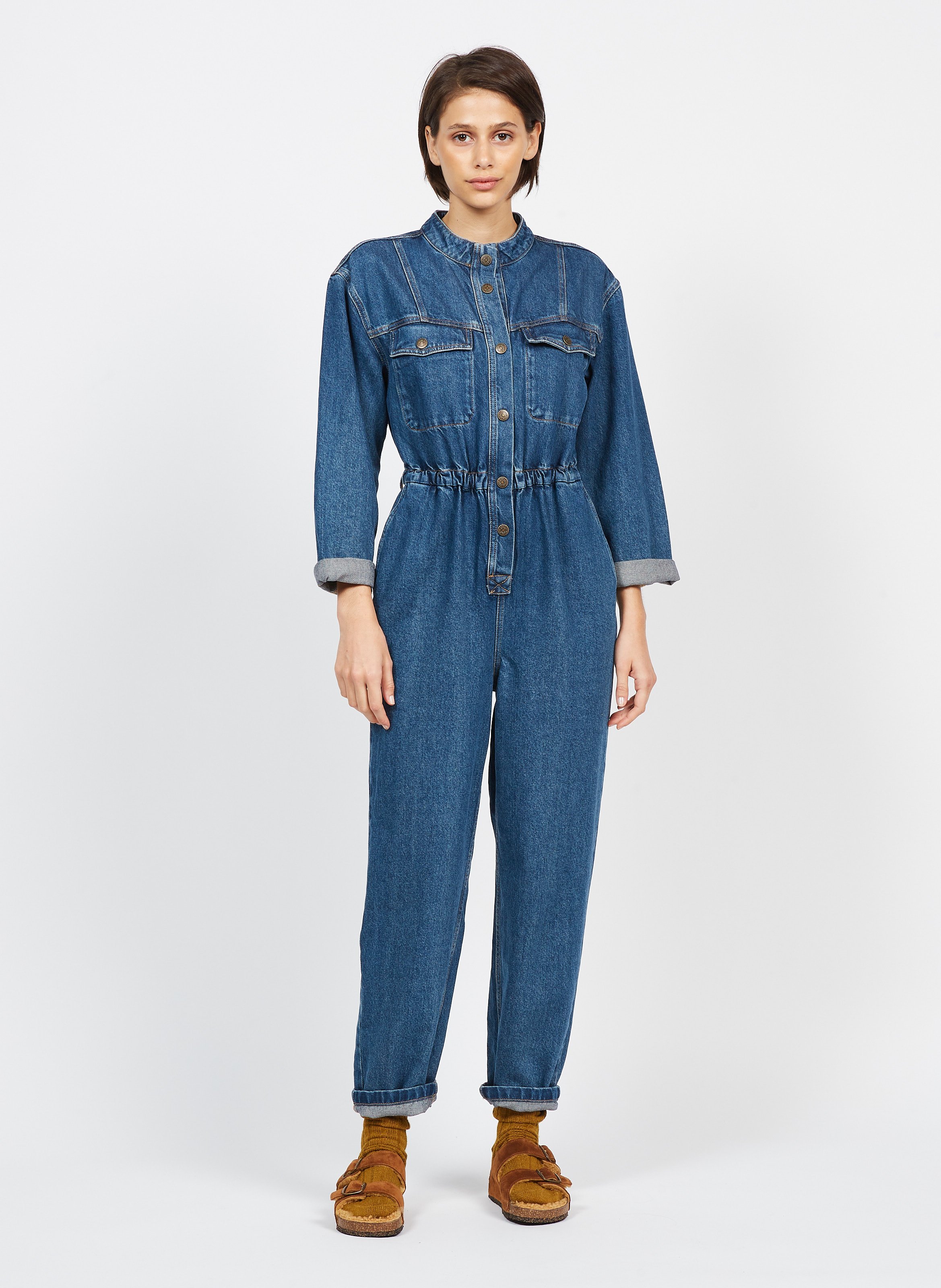 stone denim jumpsuit