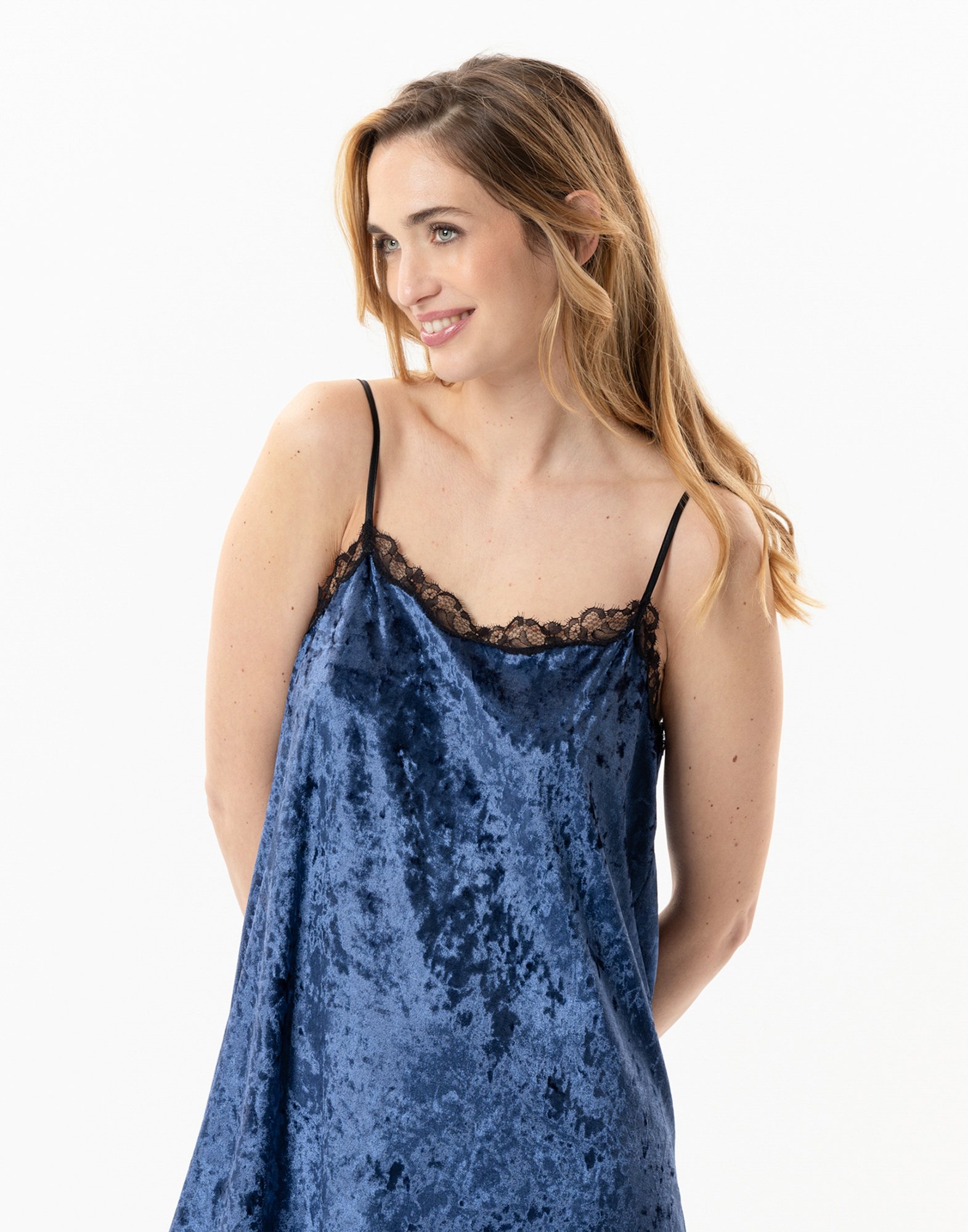 Velvet slip dress LE CHAT Blue