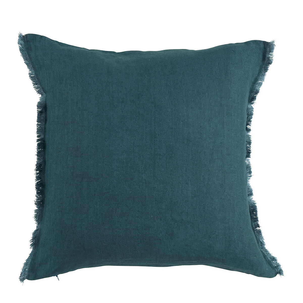 Washed linen Chloé cushion cover - Petrol - 50 x 50 cm BLANC D'IVOIRE Blue