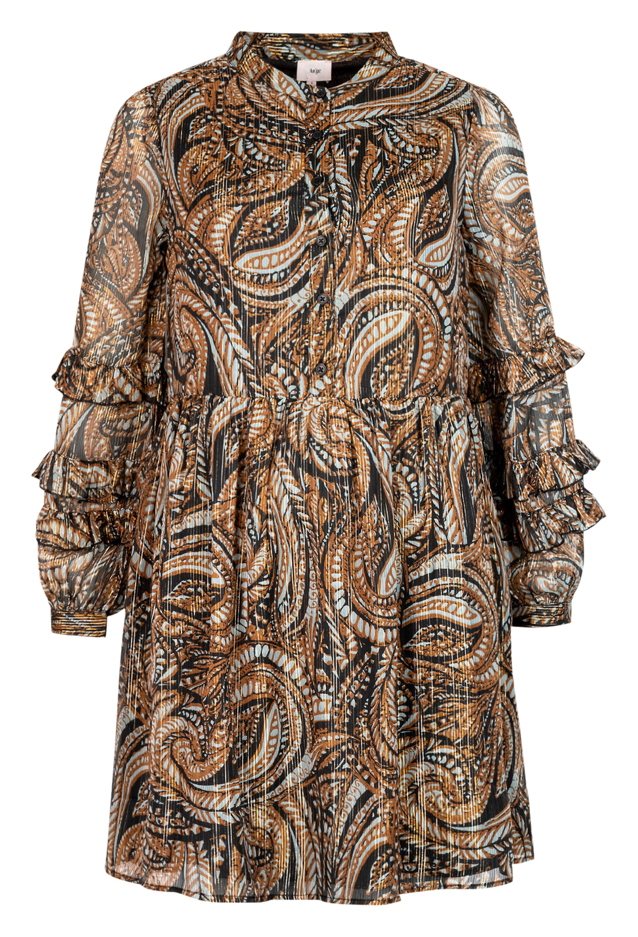 Printed dress with high collar AN'GE Multicolored