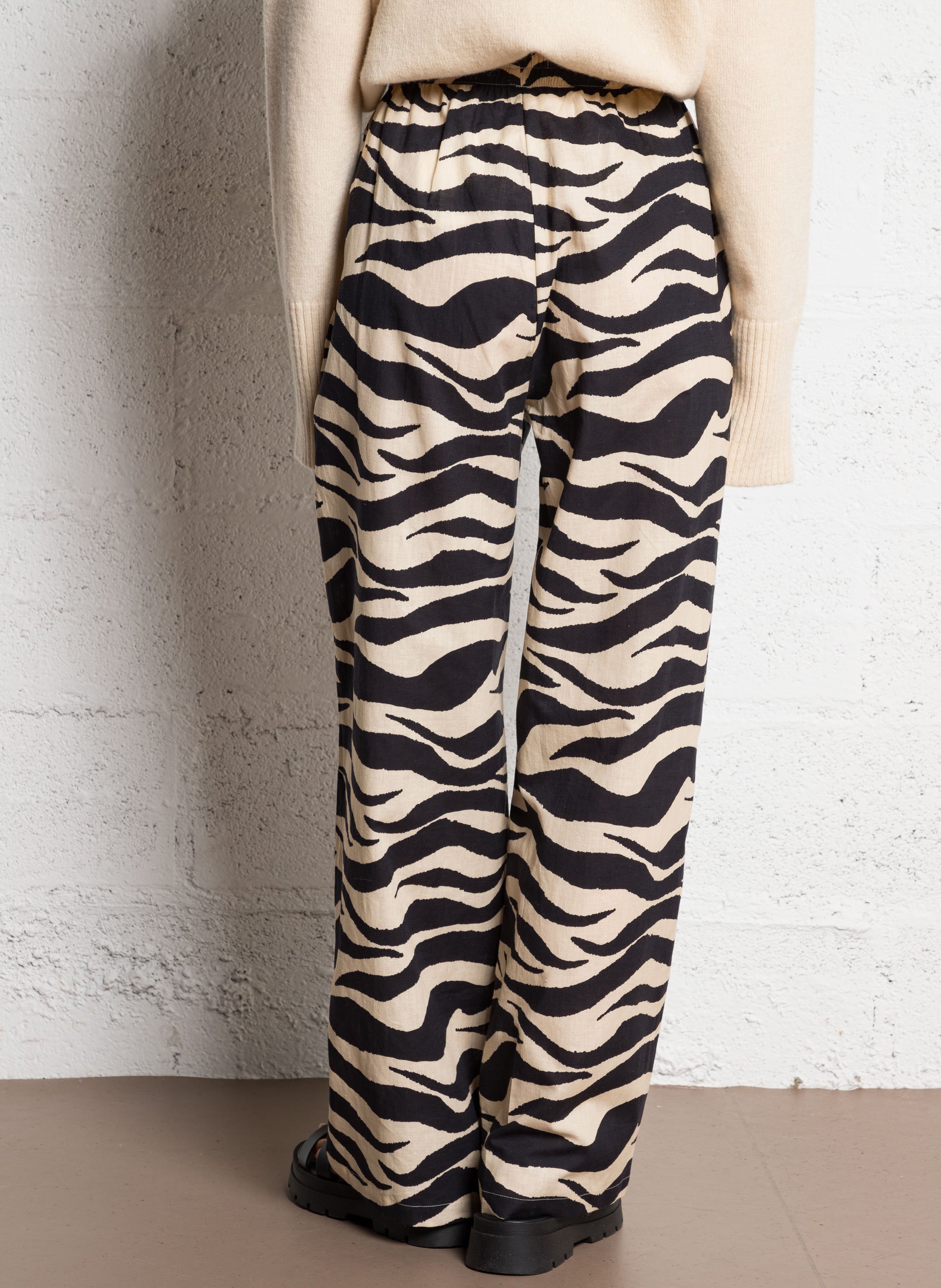 Wijde broek - linnen/katoenblend THE NEW SOCIETY Beige