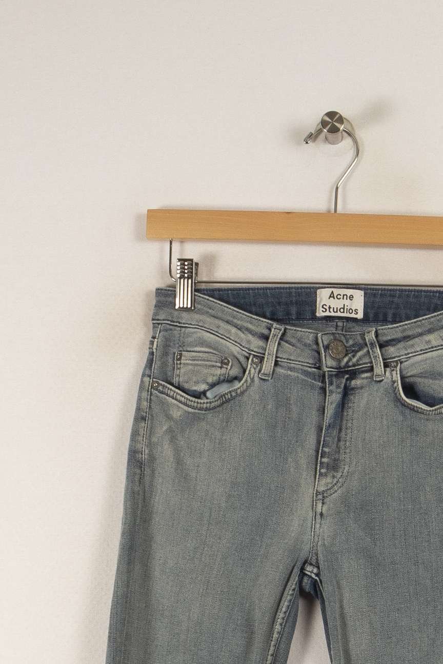 Cropped slim jeans with studs ACNE STUDIOS - Seconde Main Blue