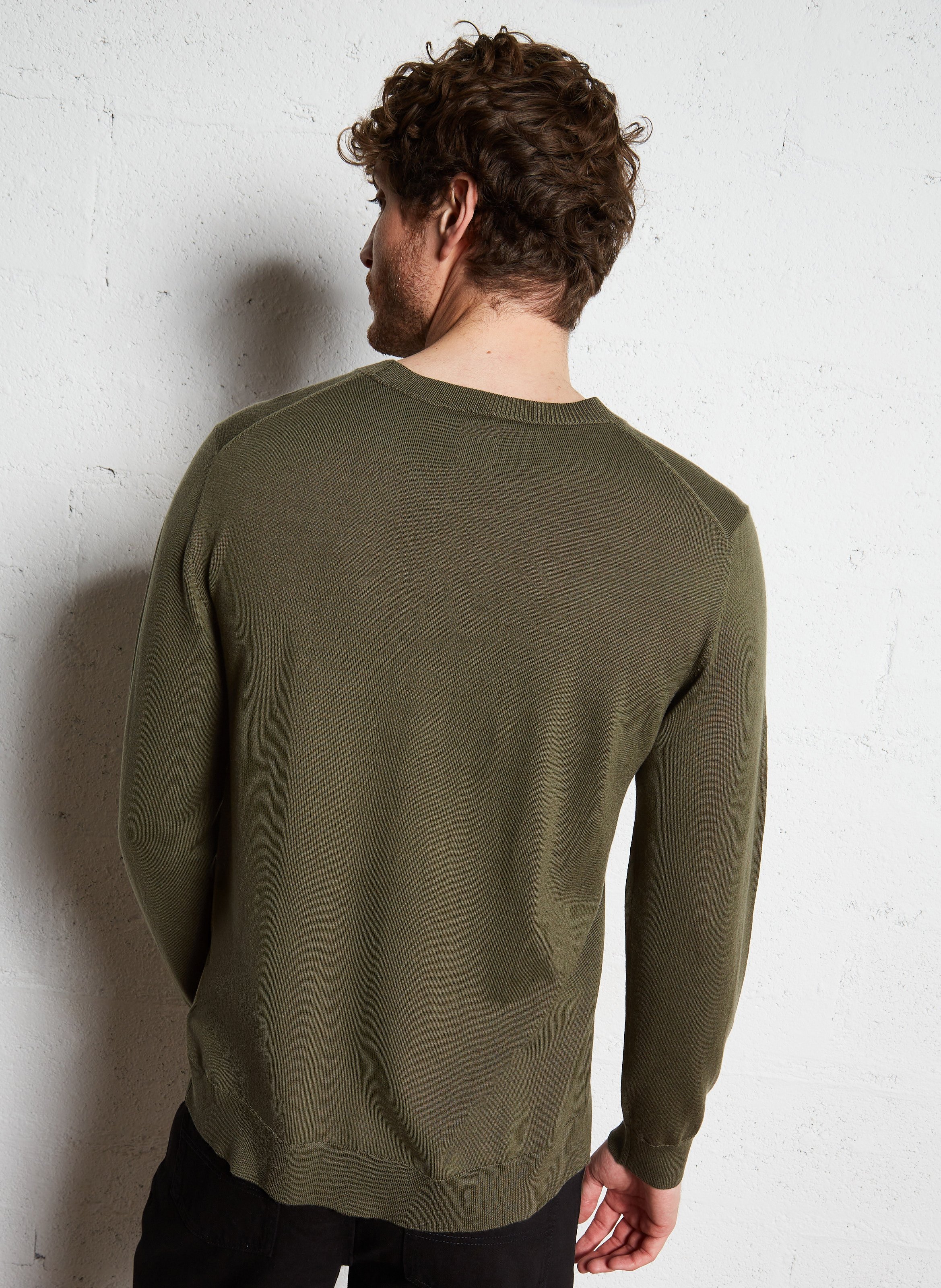 Regular-fit round-neck wool sweater AU PRINTEMPS PARIS Khaki
