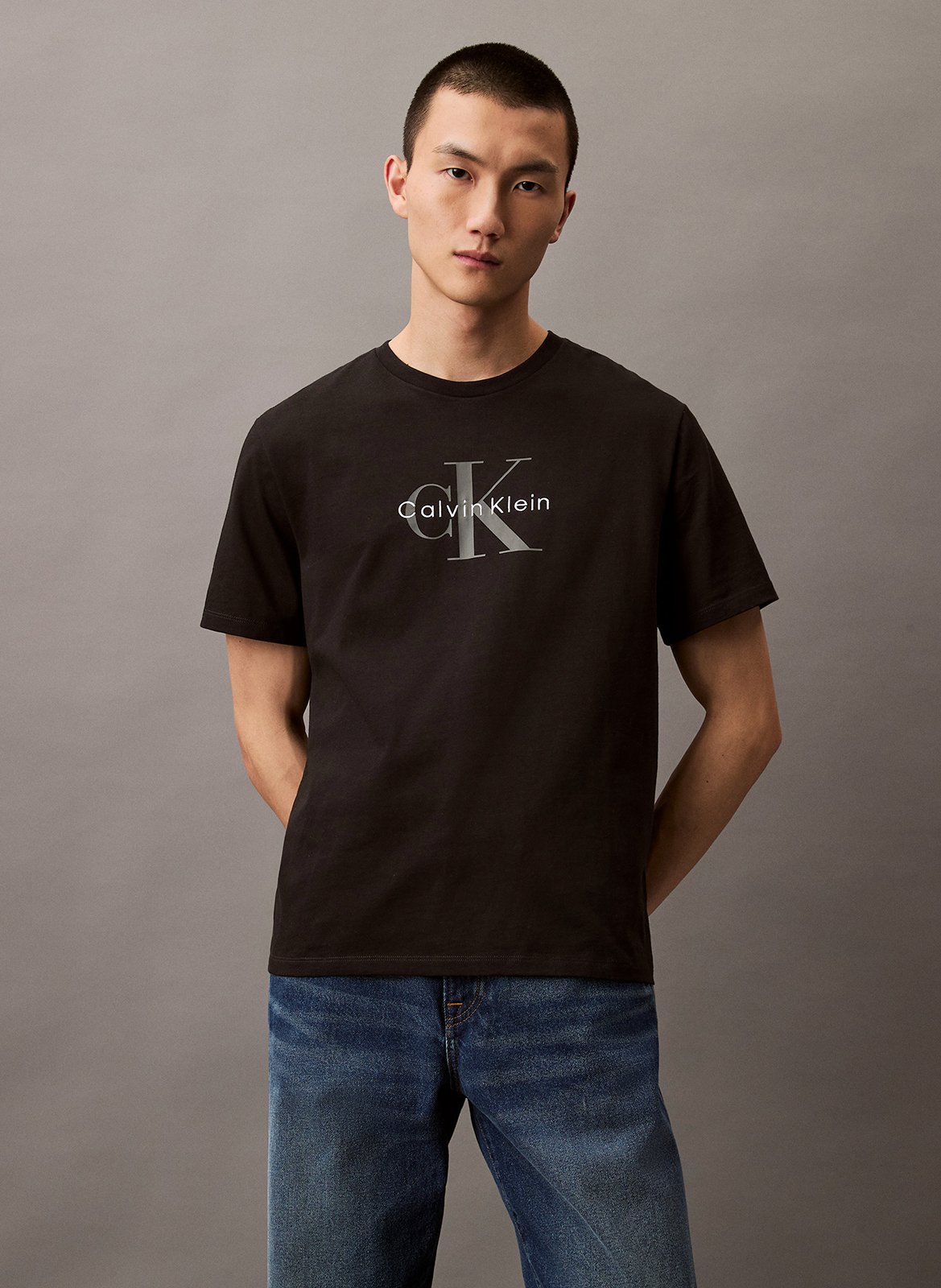 Tee-shirt droit en coton sérigraphié CALVIN KLEIN