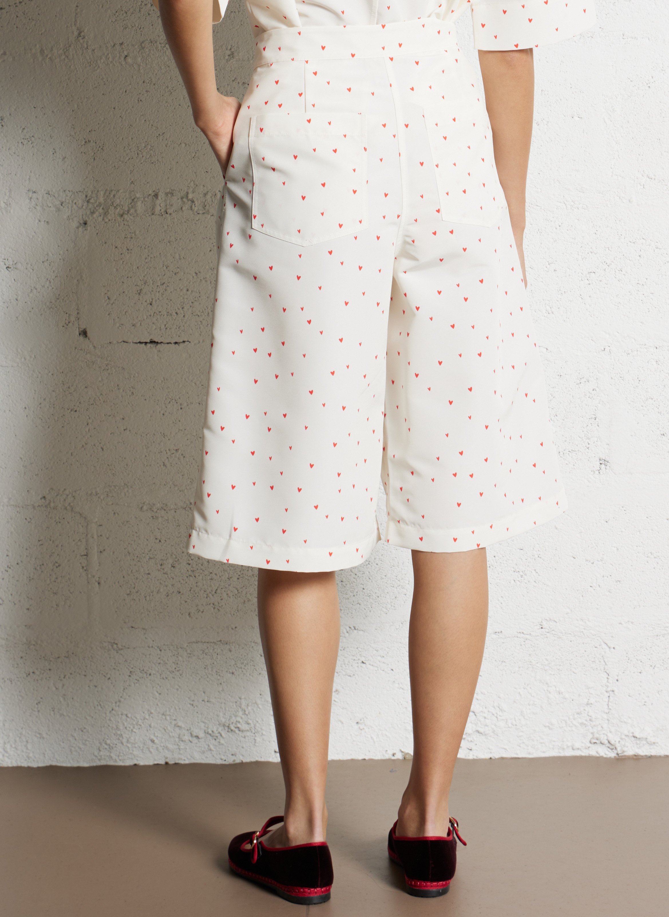 Short long large with heart print STELLA NOVA White