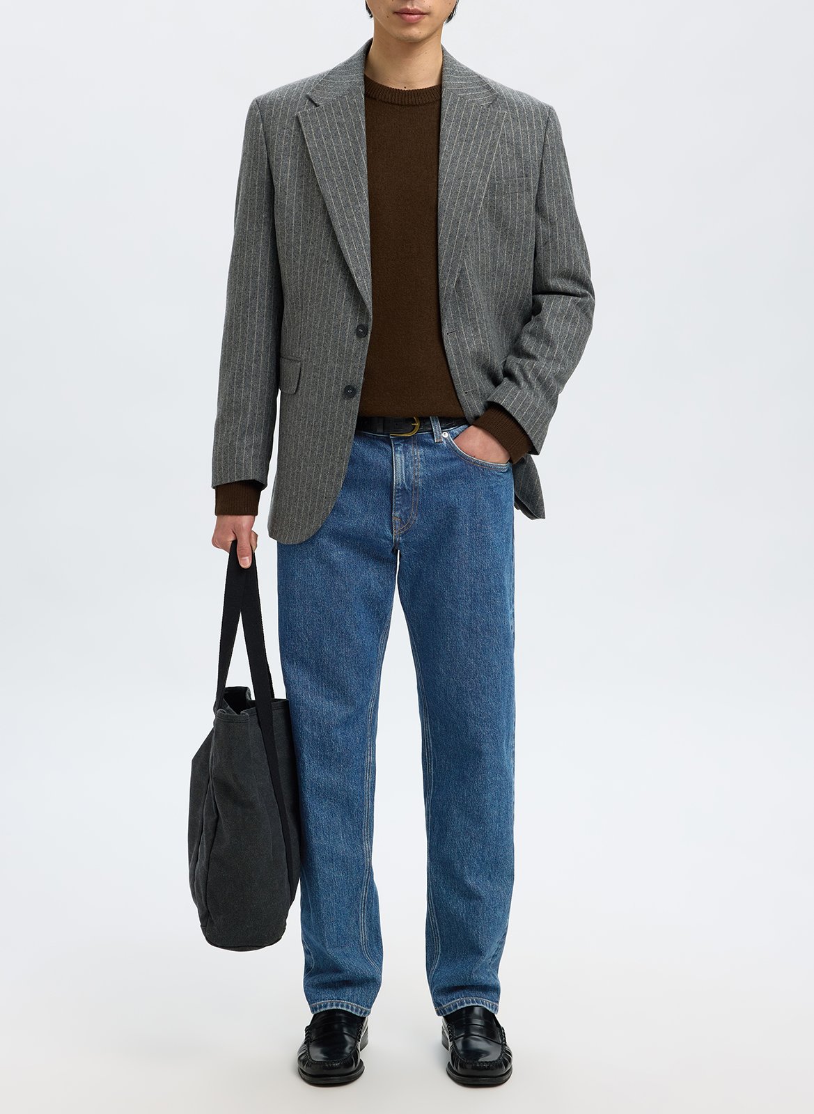 Straight organic cotton-blend jeans SELECTED Blue