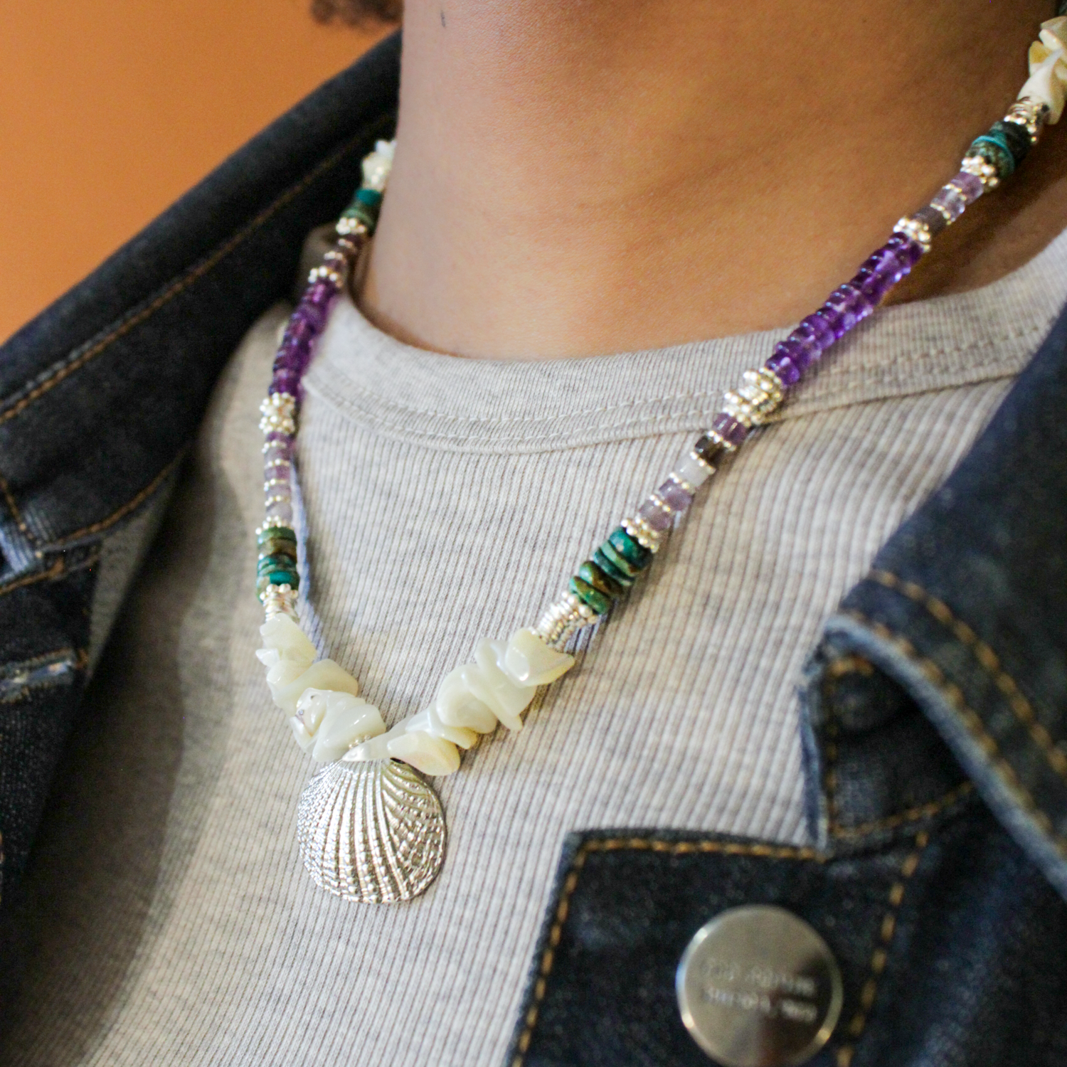 Collier long heishi coquillage - joanne L'ATELIER DES DAMES Argent