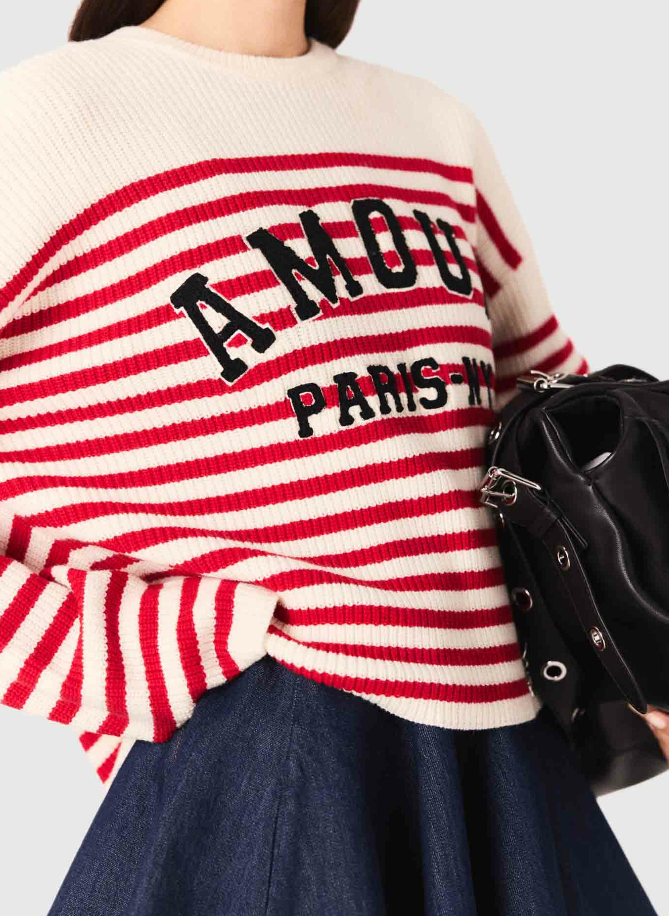 Sweat col rond en laine mélangée MAJE Beige