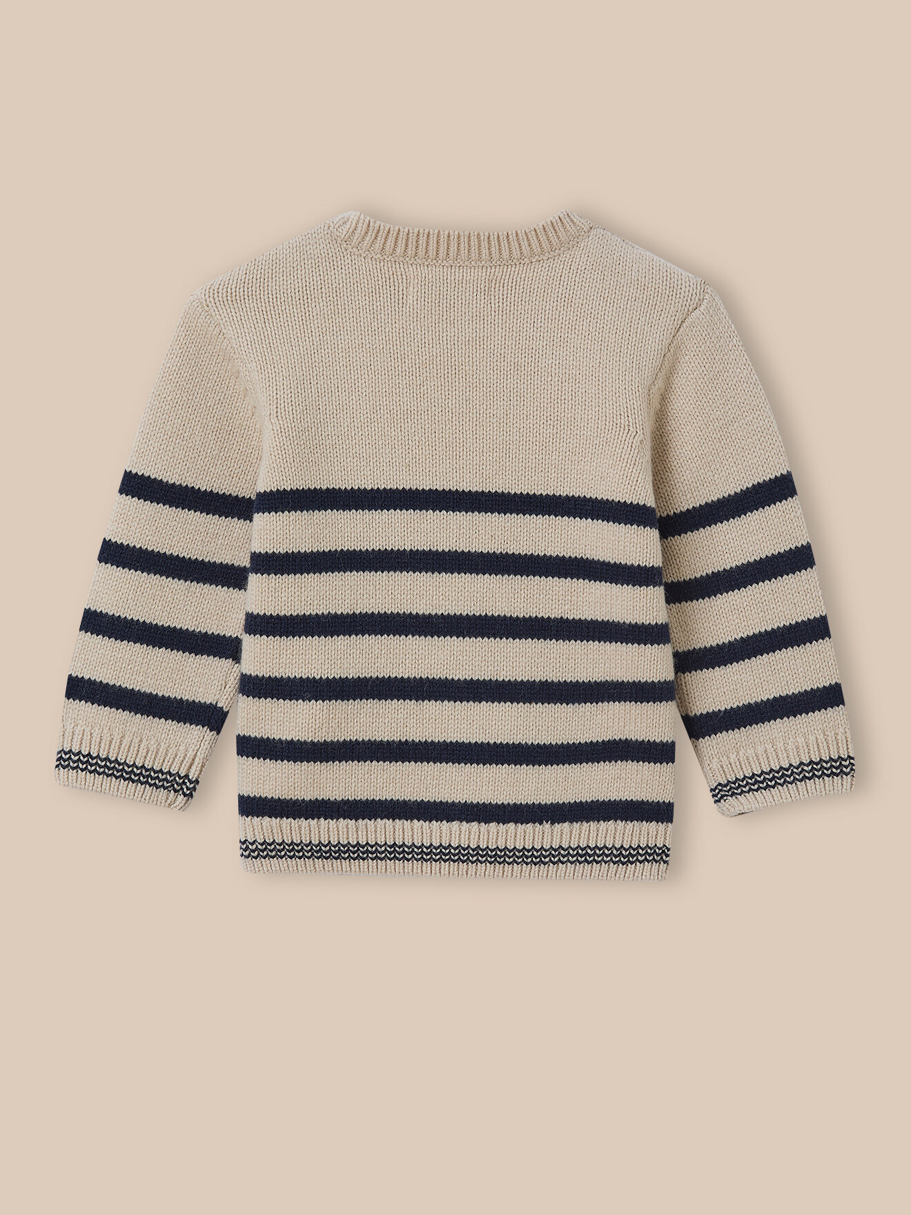Navy Striped Wool Sweater CYRILLUS Beige