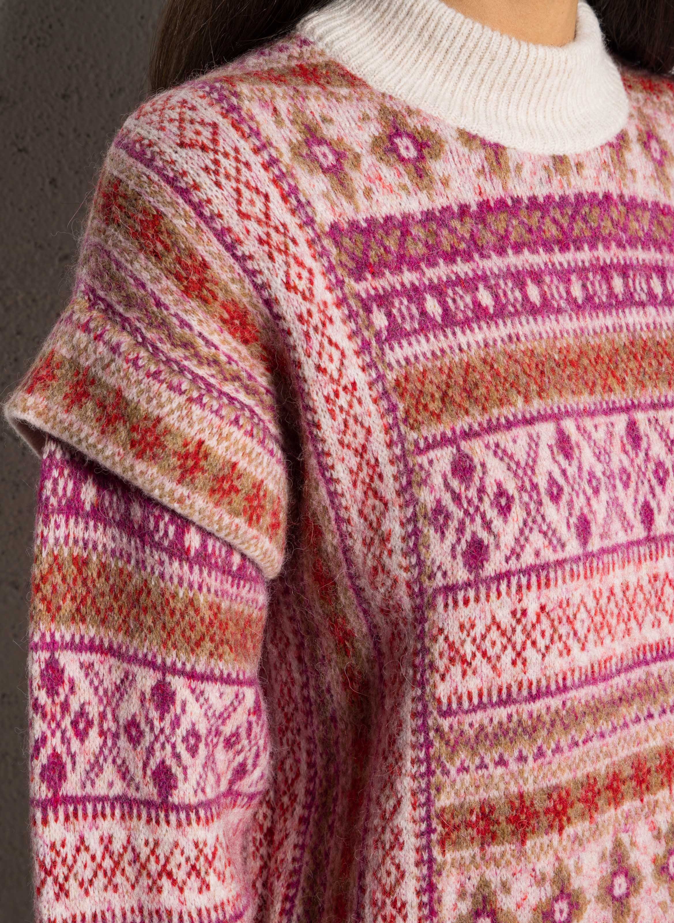 Round-neck printed sweater DES PETITS HAUTS Pink