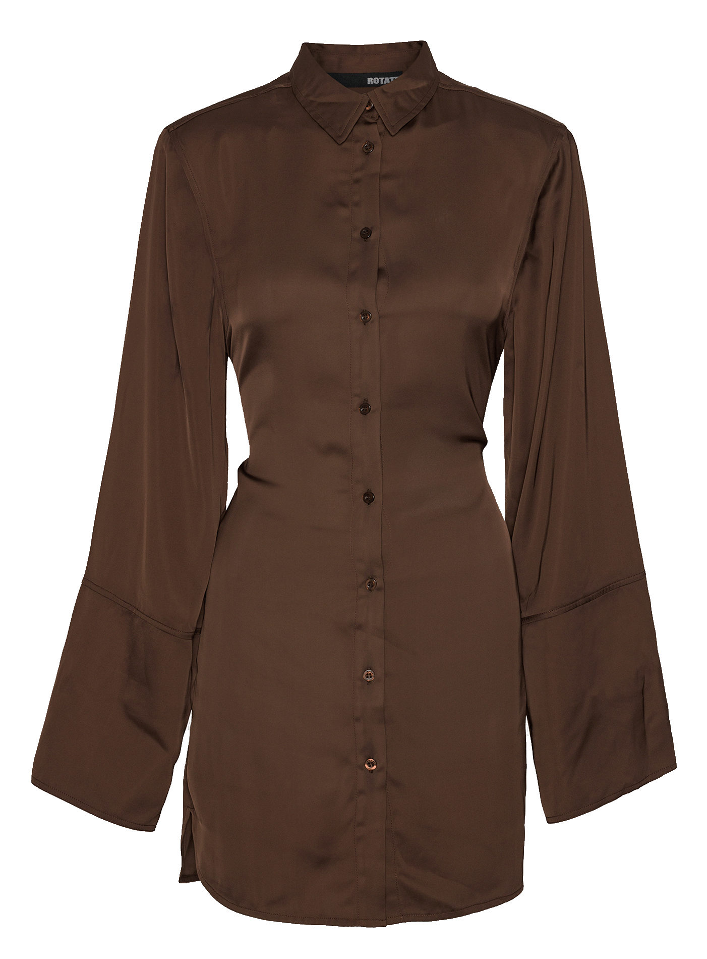 Robe courte col classique satinée ROTATE Marron