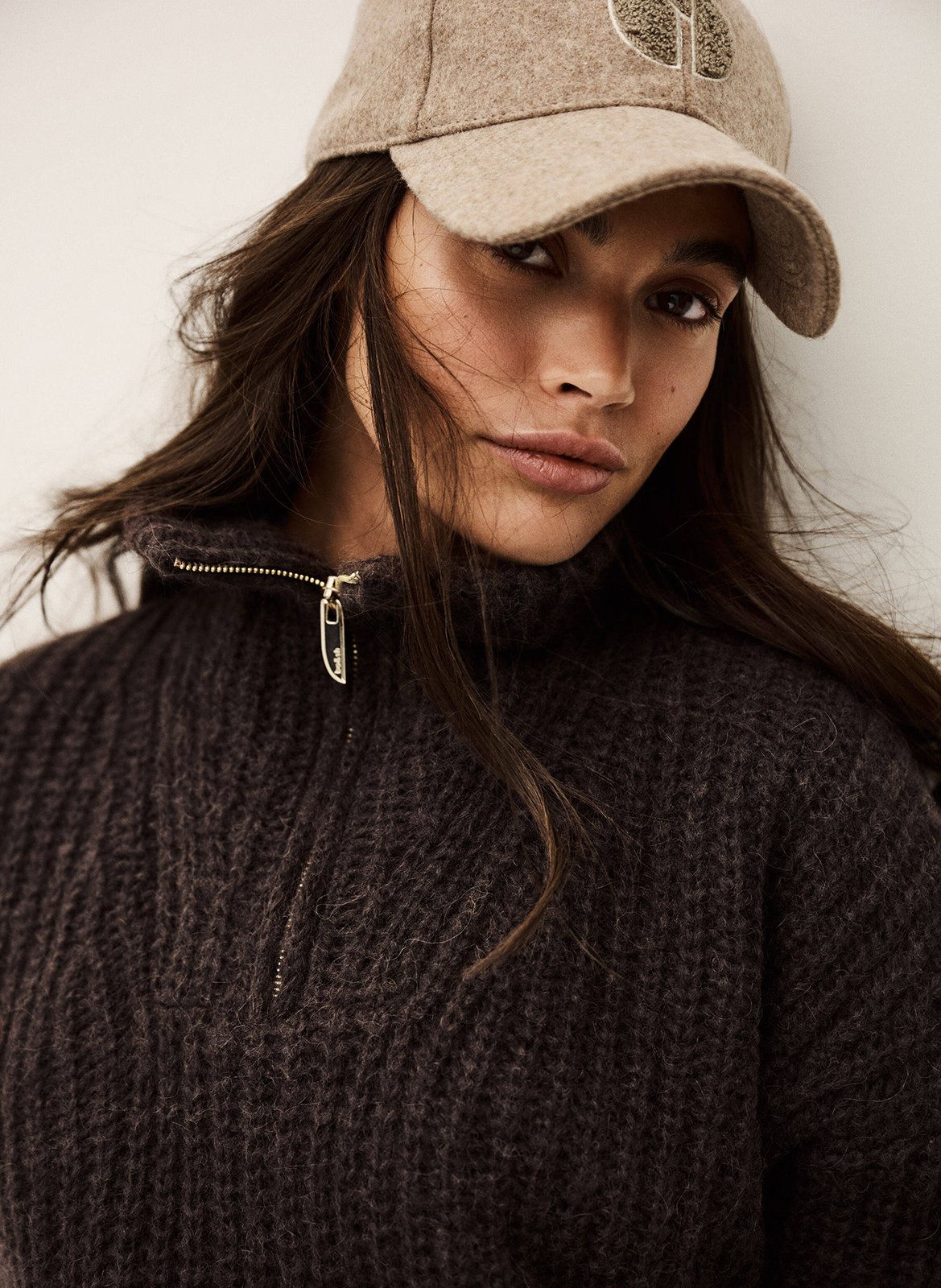 Pull col camionneur en laine mélangée  BA&SH Marron