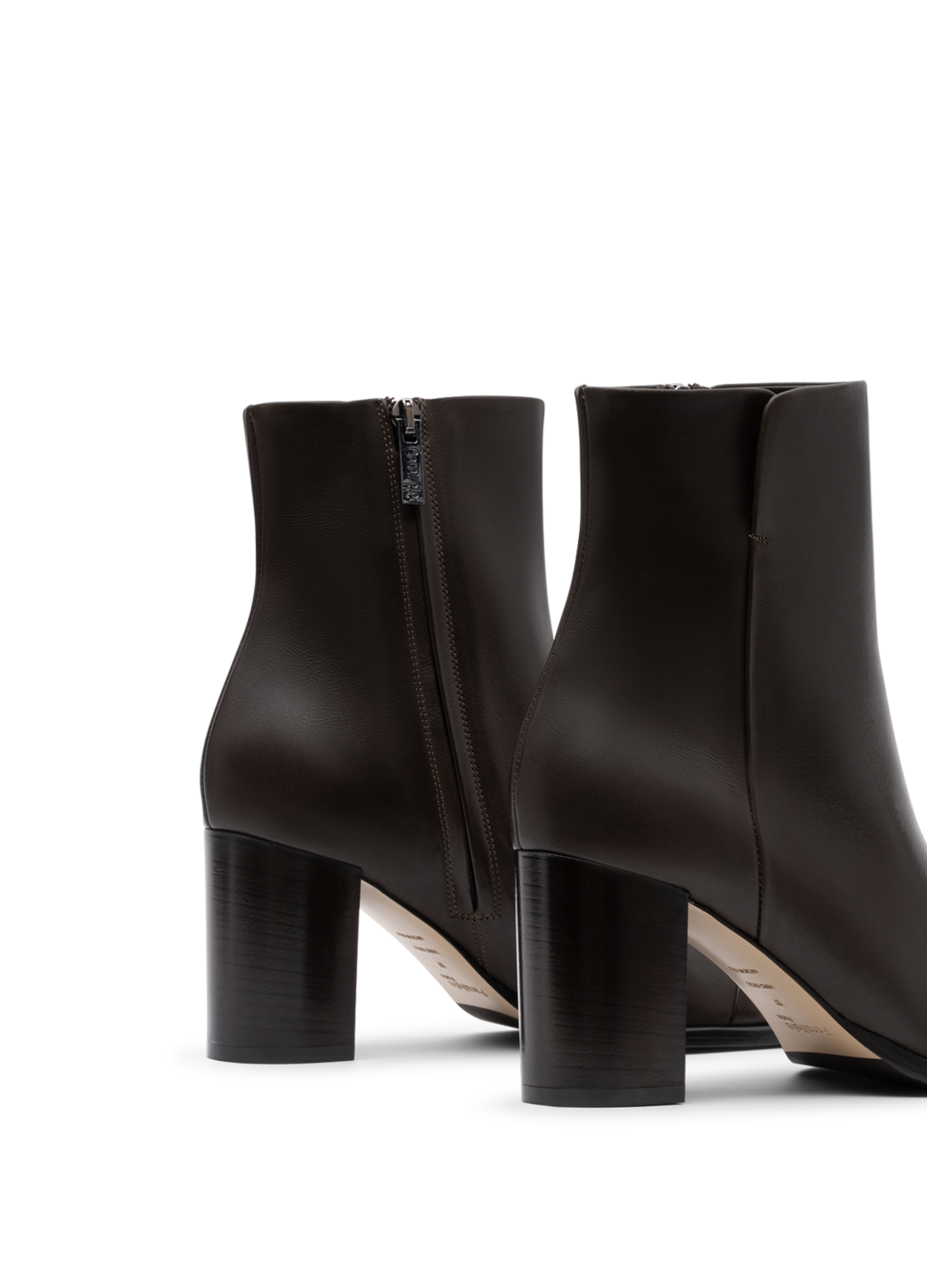 Smooth espresso leather ankle boots PARALLELE PARIS Brown