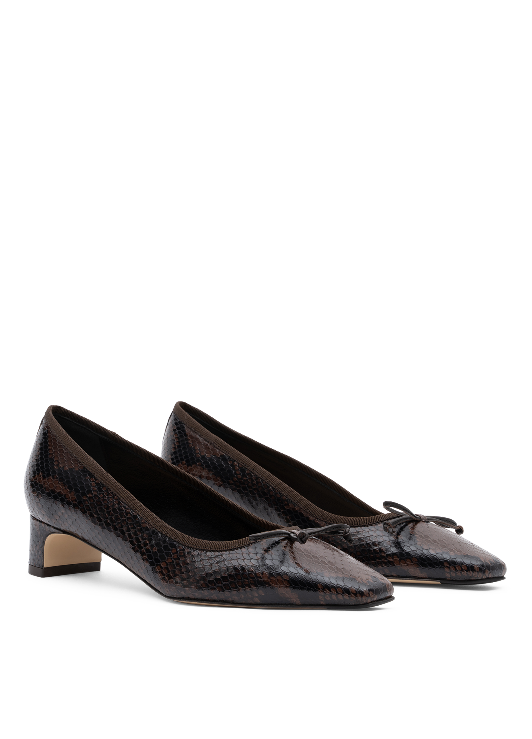Snake print leather ballerina flats PARALLELE PARIS Brown