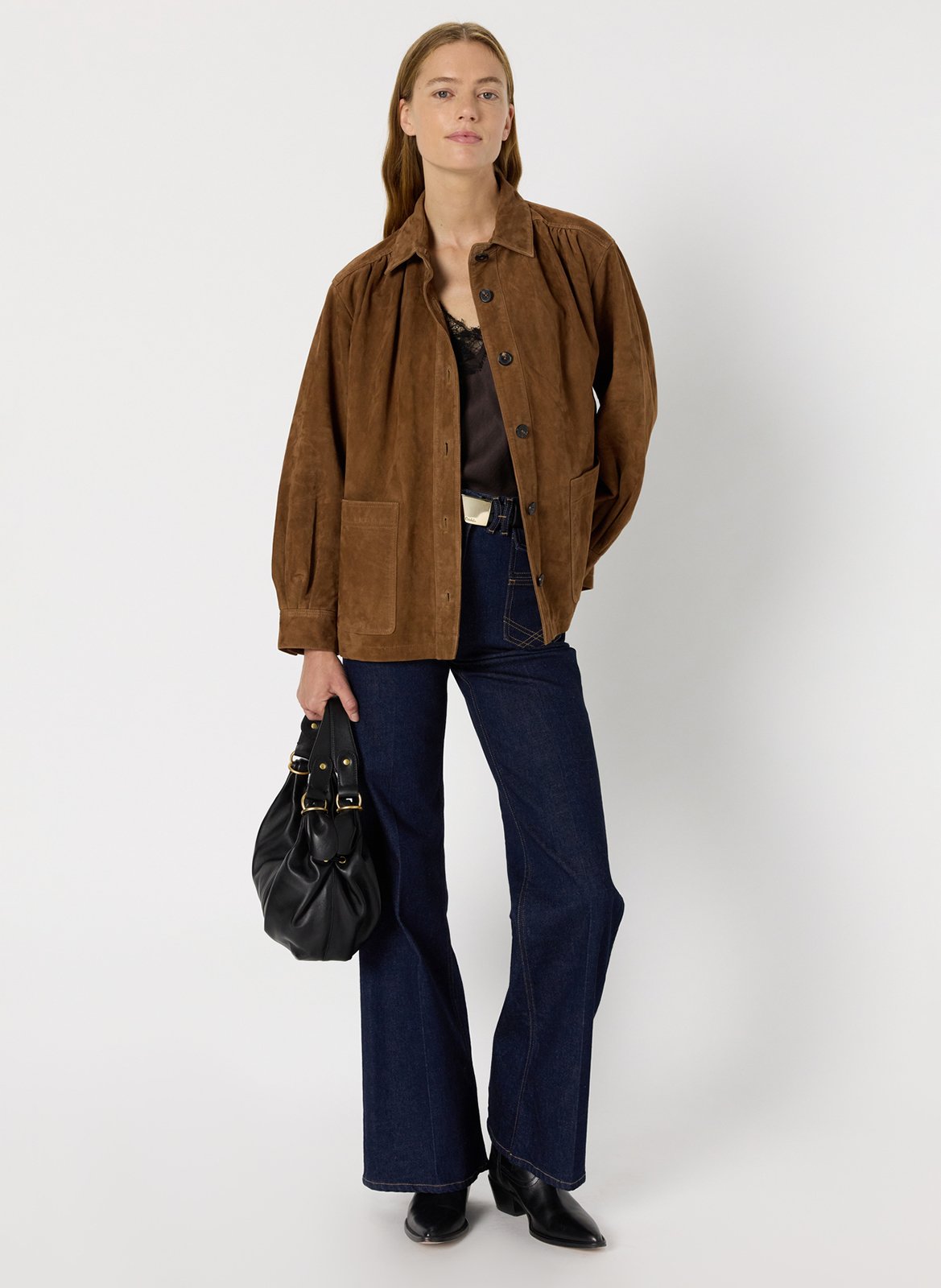 Veste col classique en cuir  GERARD DAREL Marron