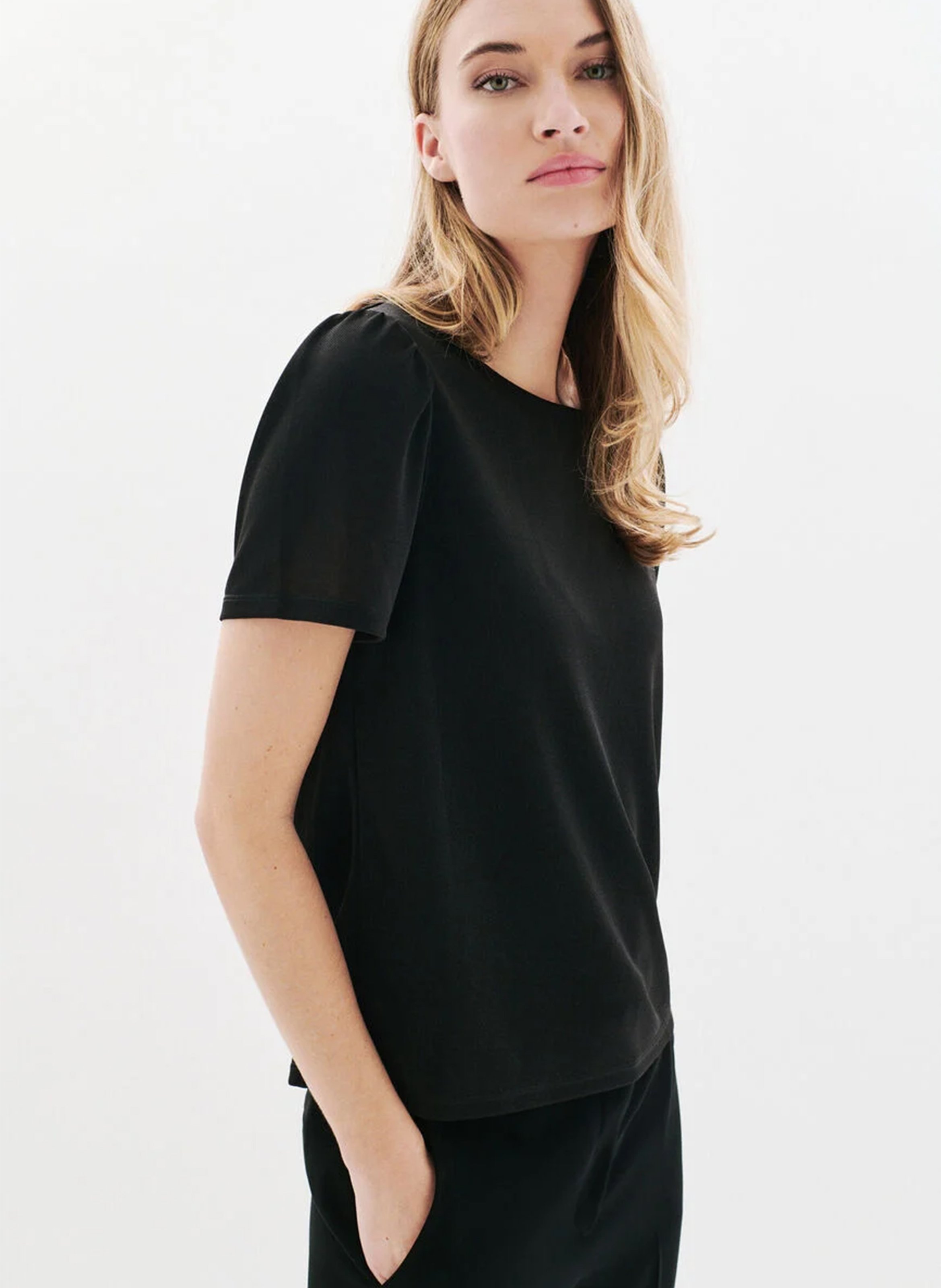 Metallic round-neck T-shirt CAROLL Black
