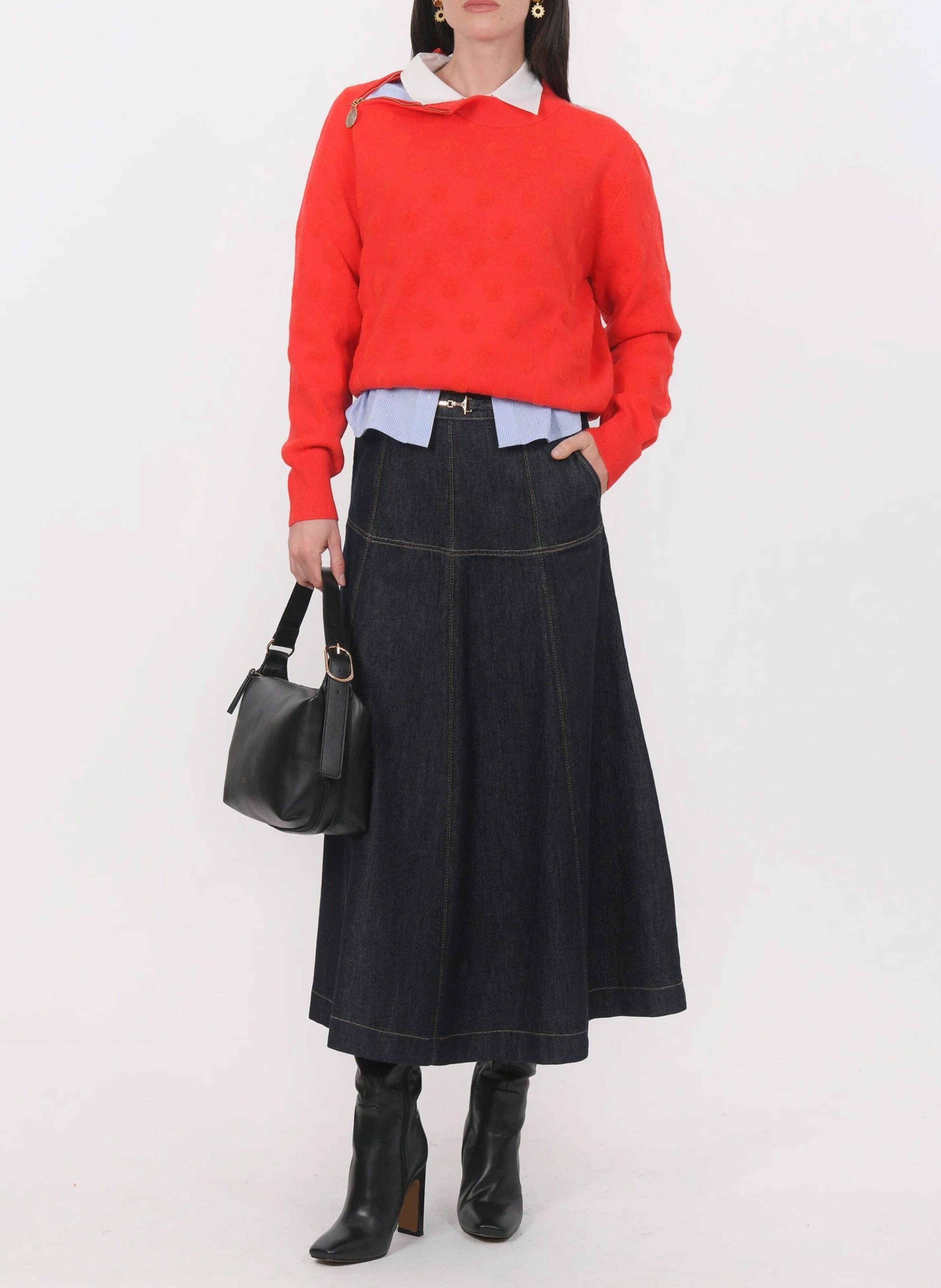 Pull oversize col rond  KOOKAI Rouge