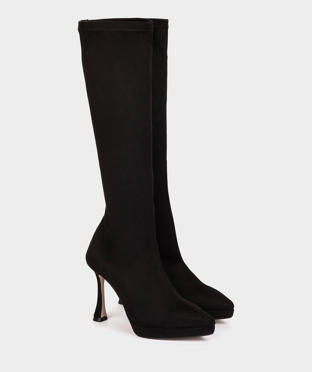 High Heel Stretch Fabric Black Suede Effect Boots PEDRO MIRALLES Black