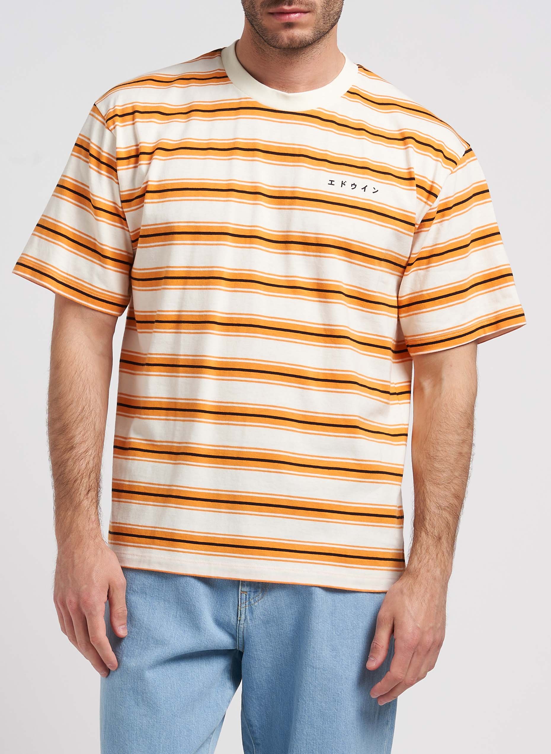 Recht, katoenen T-shirt met ronde hals EDWIN Oranje