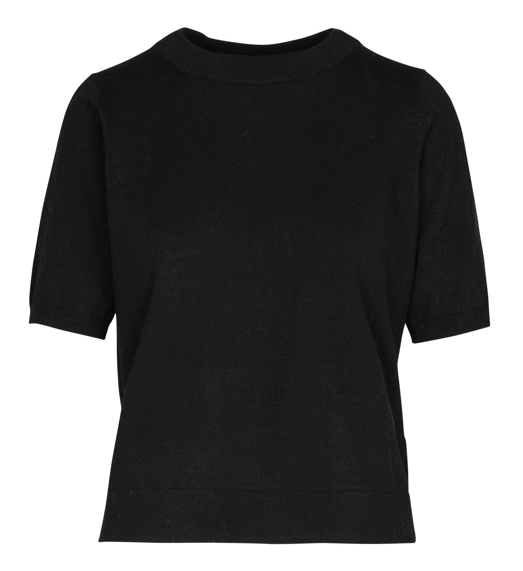 Round-neck mixed-knit straight sweater MAISON 123 Black