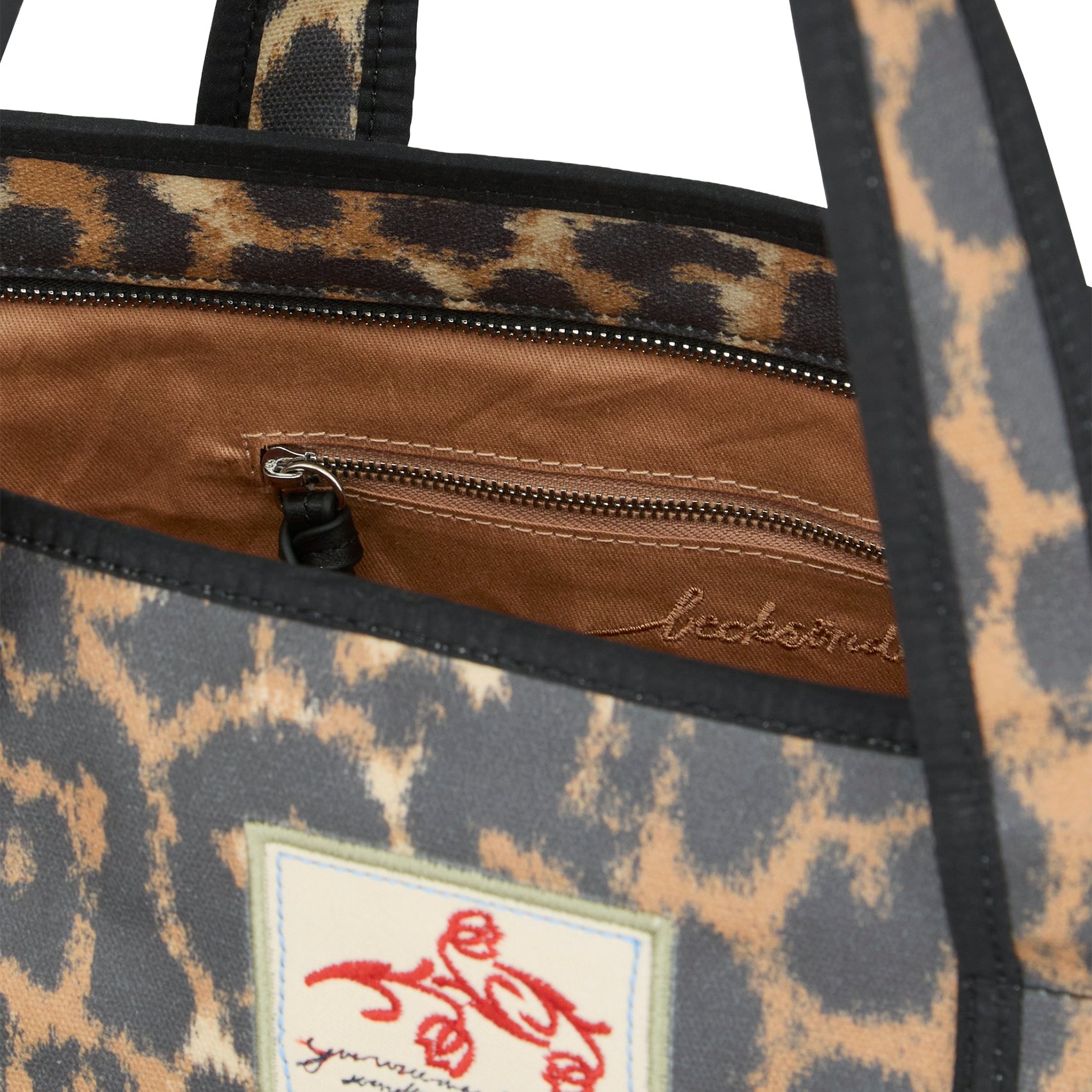 Bolso tote con estampado de leopardo BECKSONDERGAARD Negro