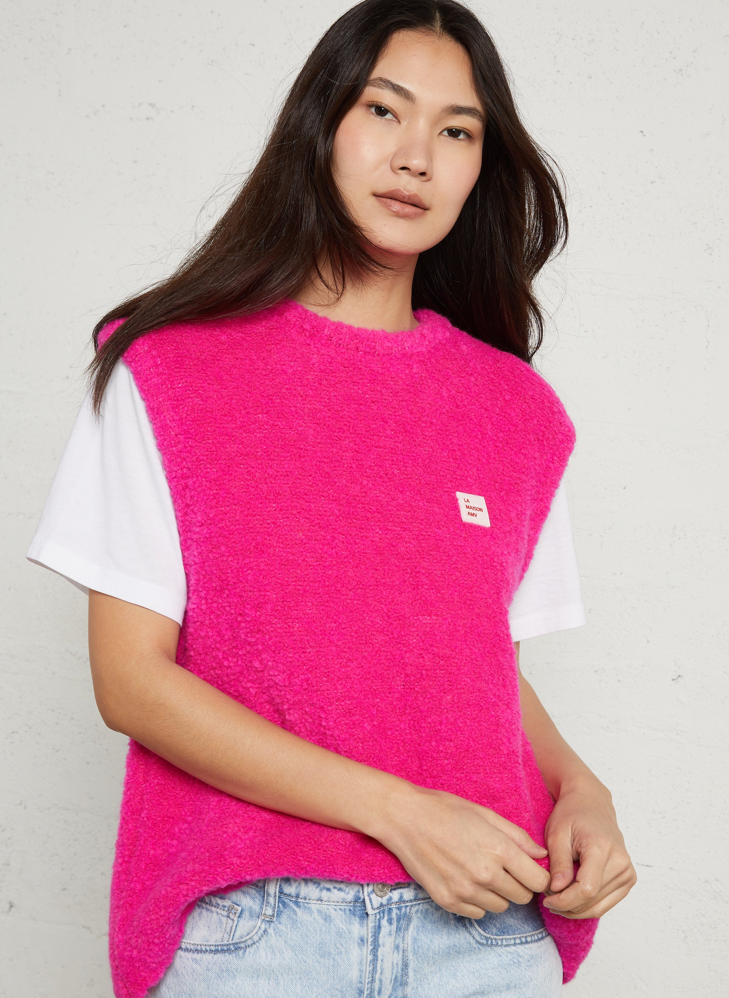 Long wool-blend knit cardigan AMERICAN VINTAGE Pink