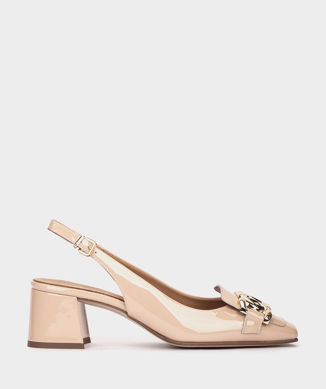 Peep-toe pumps in nude patent leather. PEDRO MIRALLES Pink