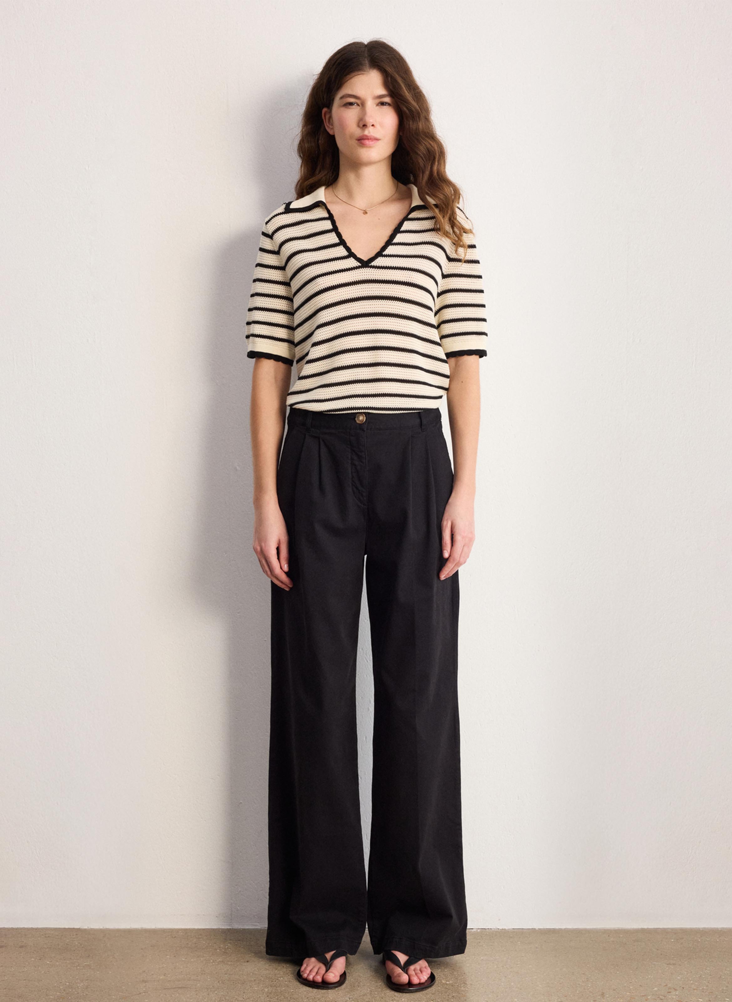 Pantalon large taille haute uni PABLO Noir