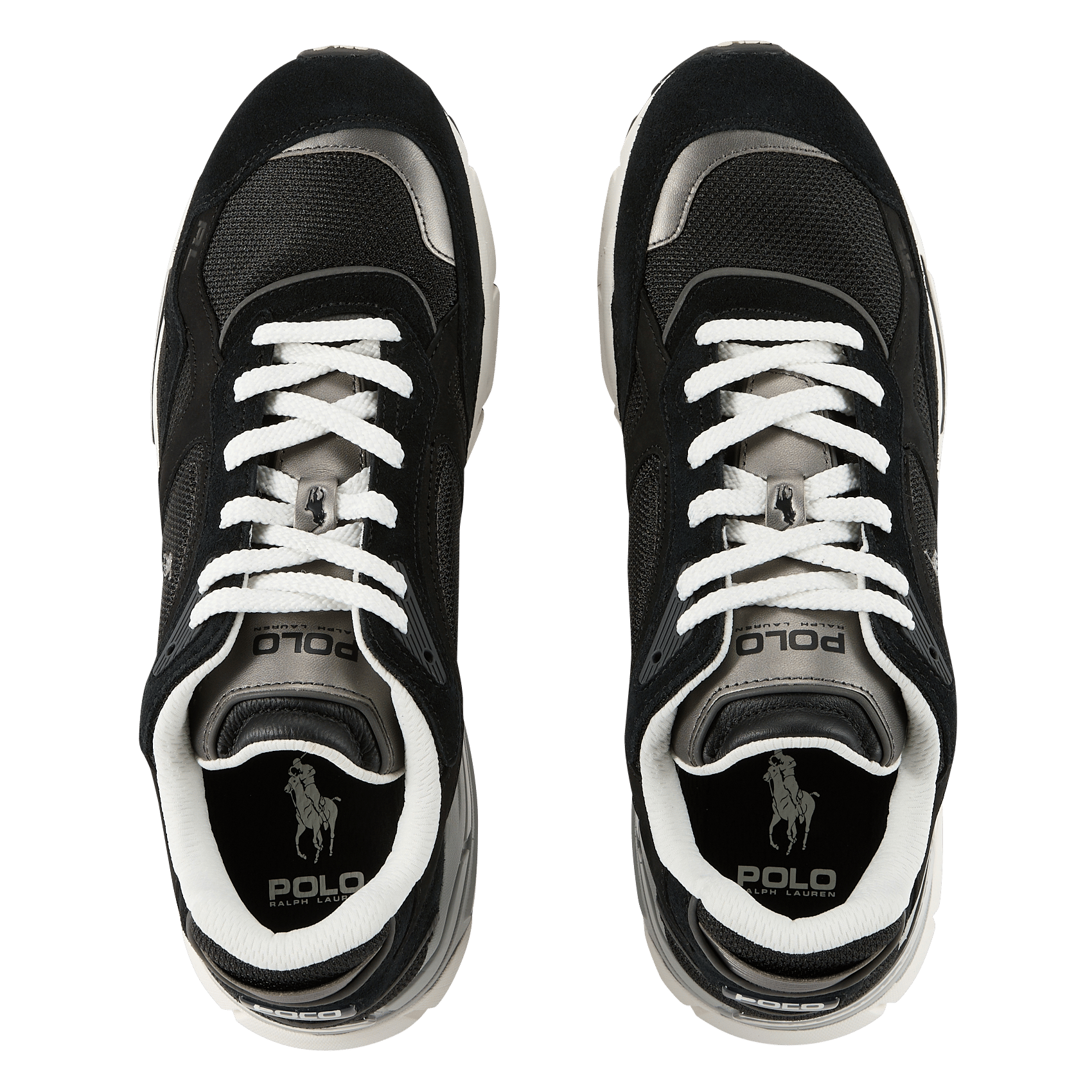 Lage baskets van leermix POLO RALPH LAUREN Zwart