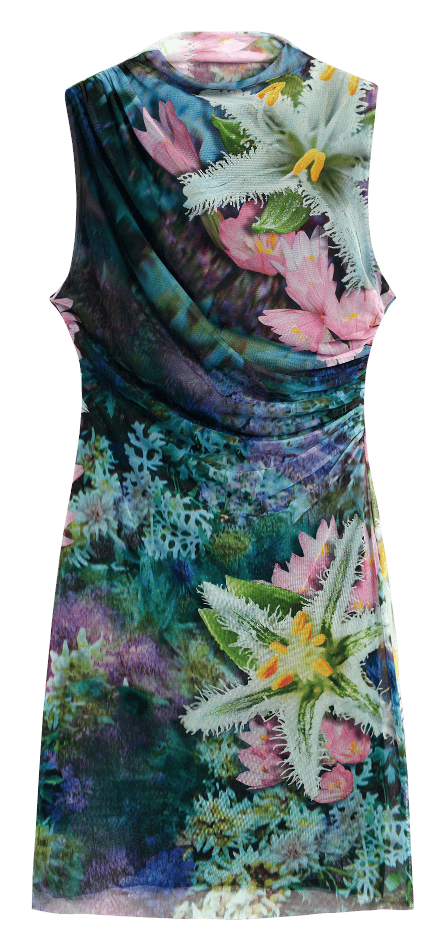 Korte bedrukte jurk met opstaande kraag DESIGUAL Groen