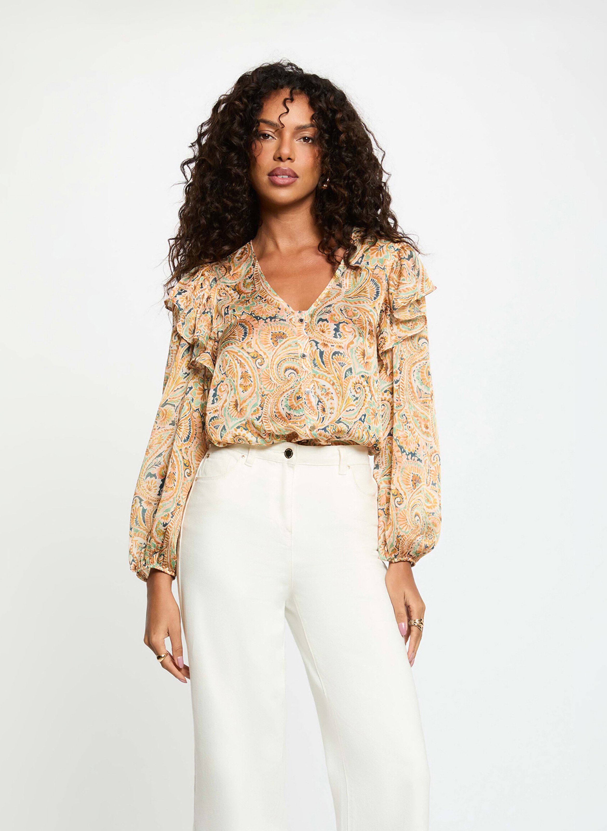 Top imprimé col v MORGAN Multicolore