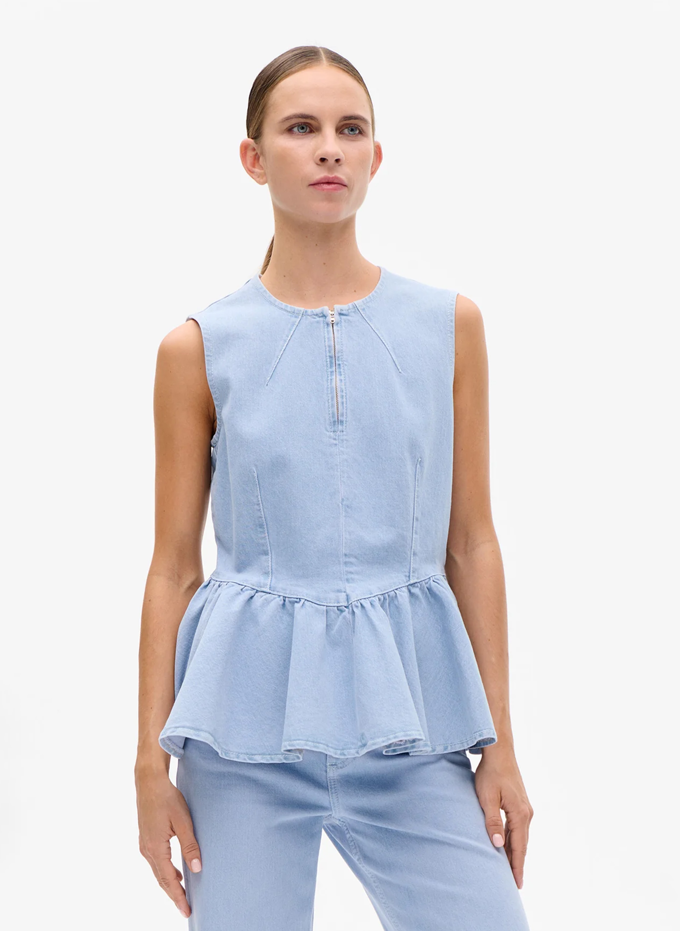 Peplum top van biologisch katoenmix BAUM UND PFERDGARTEN Blauw