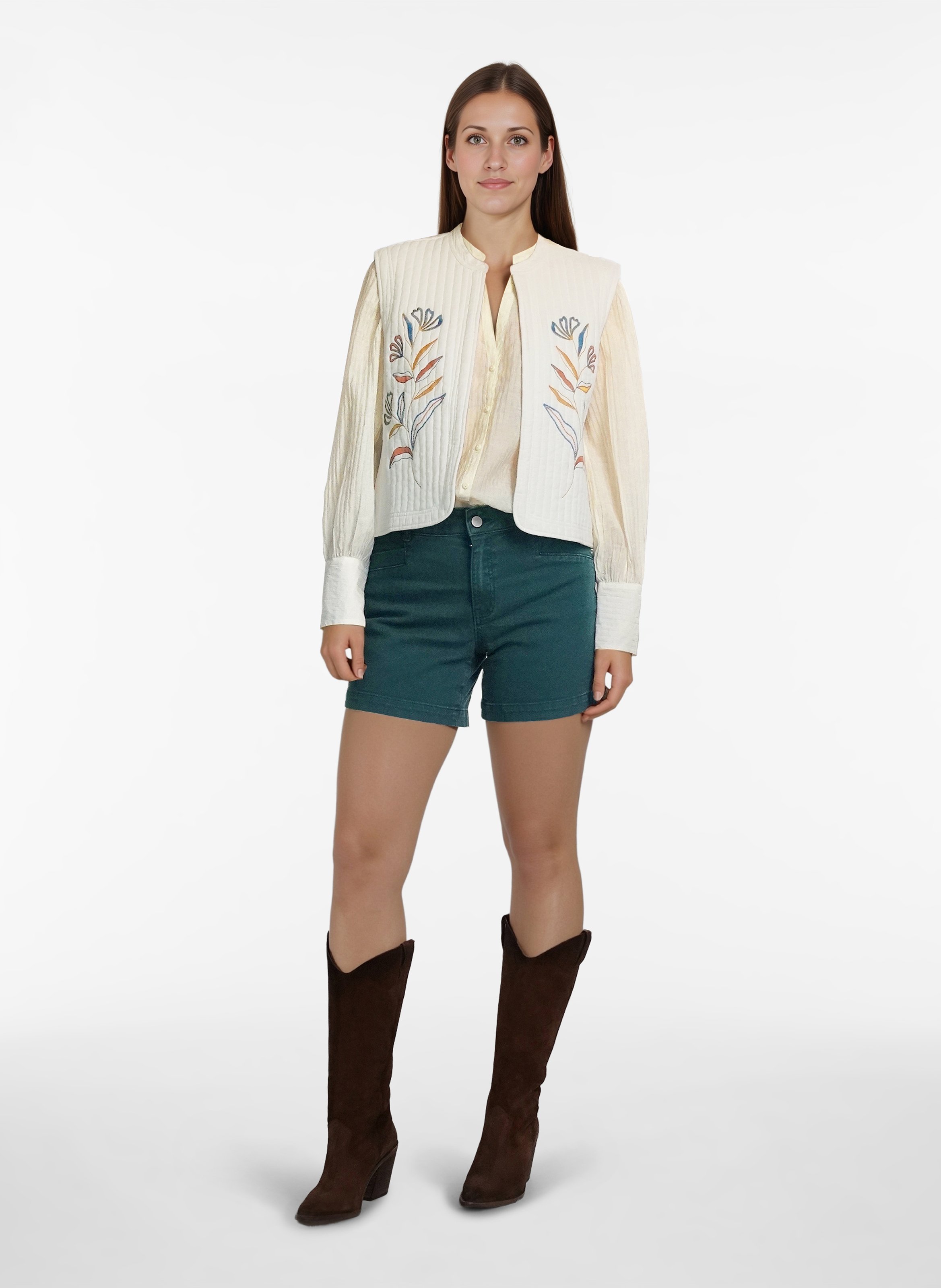 Round-neck organic cotton cardigan VILA Grey