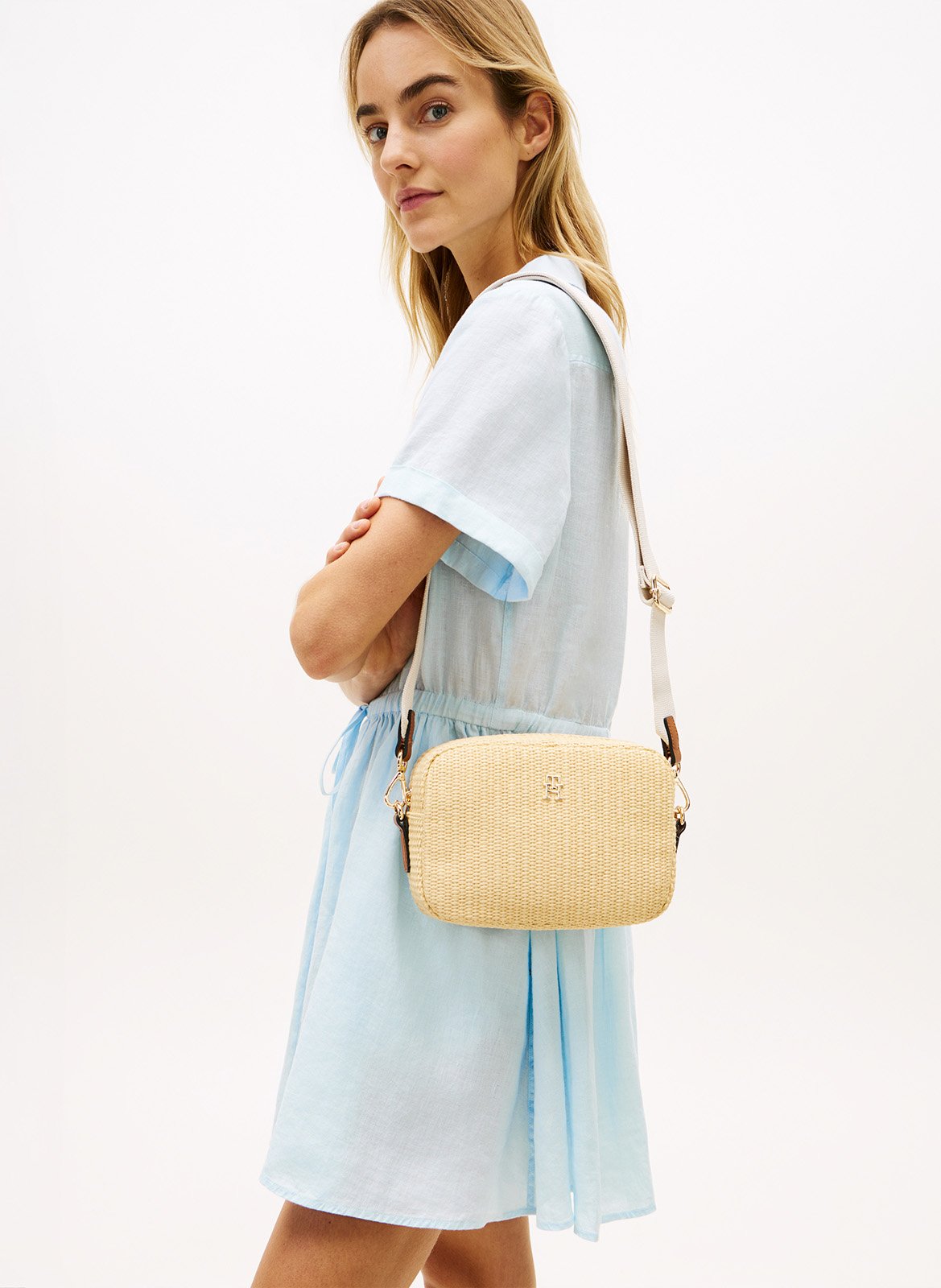 Rieten schoudertas TOMMY HILFIGER Beige