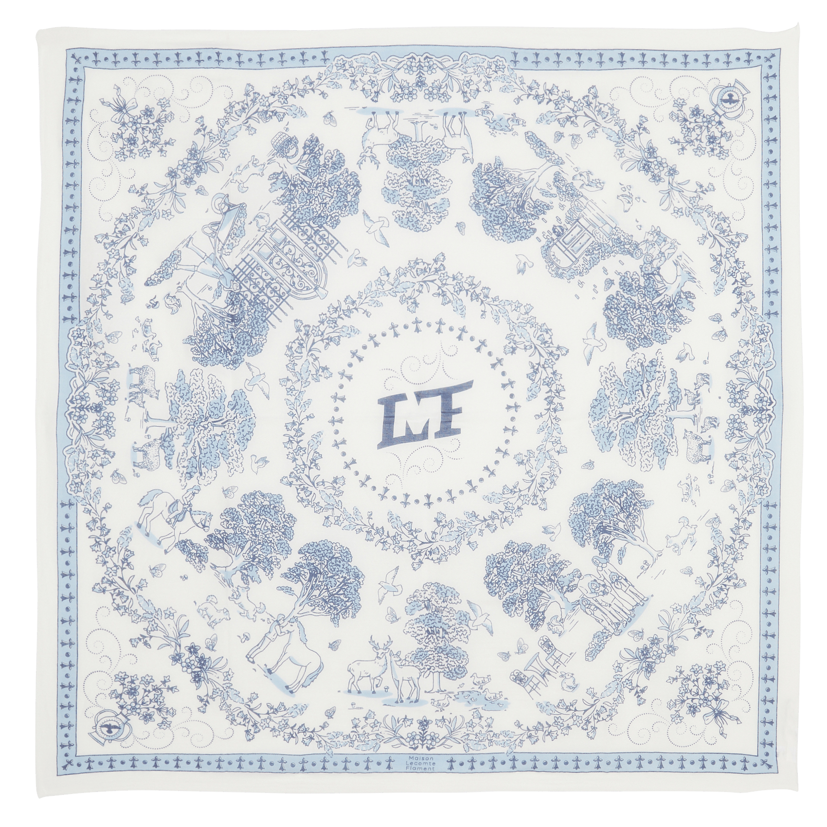 Floral print scarf MAISON LECOMTE FLAMENT Blue