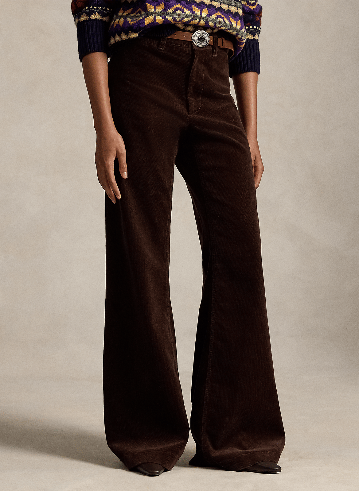 Jean bootcut côtelé en coton mélangée POLO RALPH LAUREN Marron