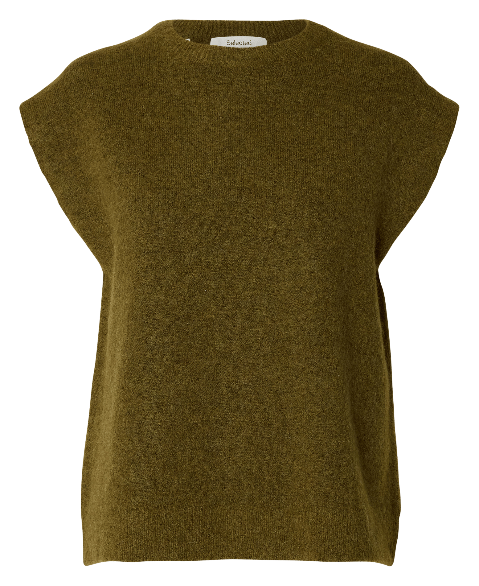 Pull droit en laine mélangée SELECTED Vert