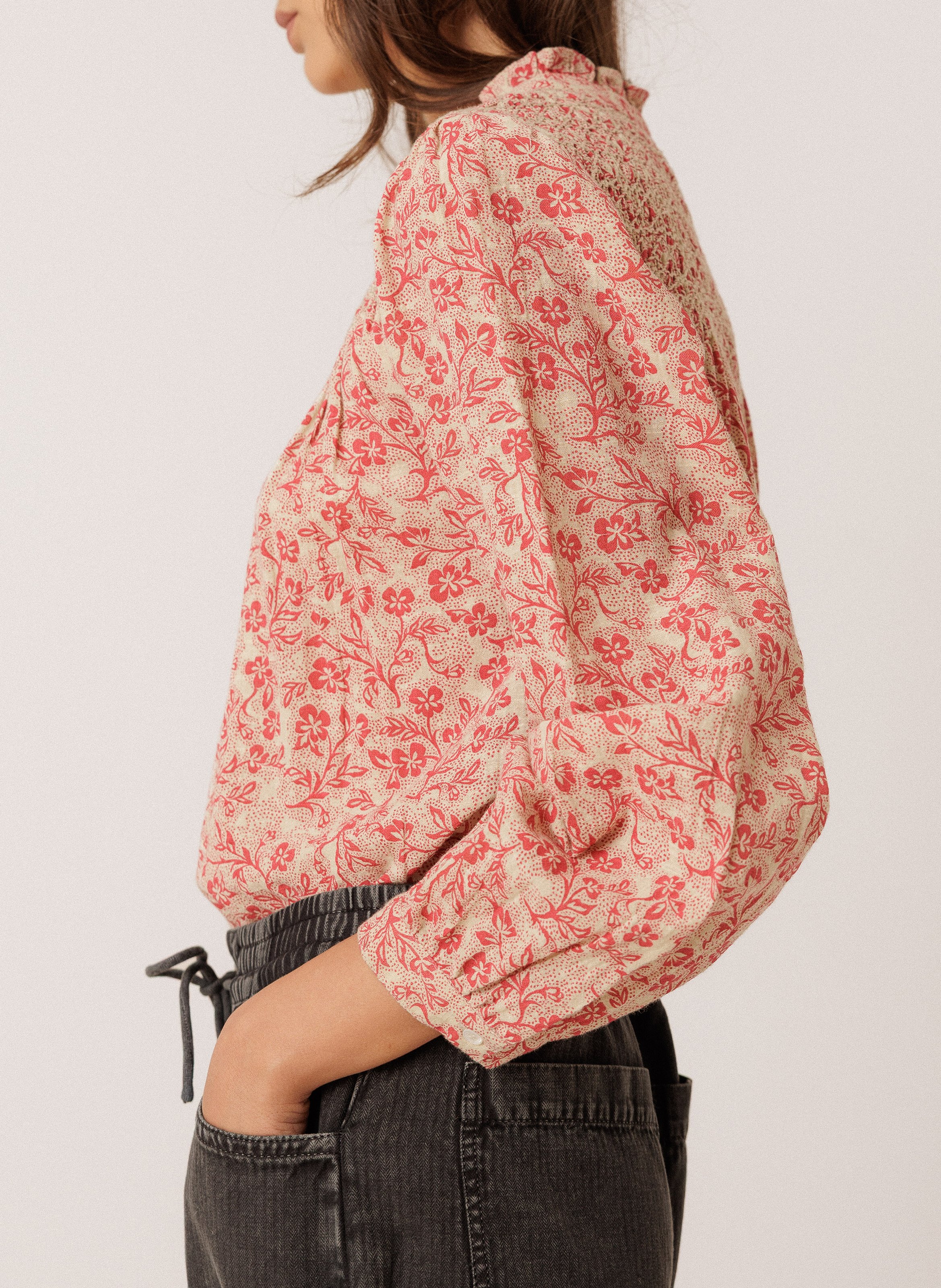 Loose-fit organic cotton shirt INDI & COLD Red