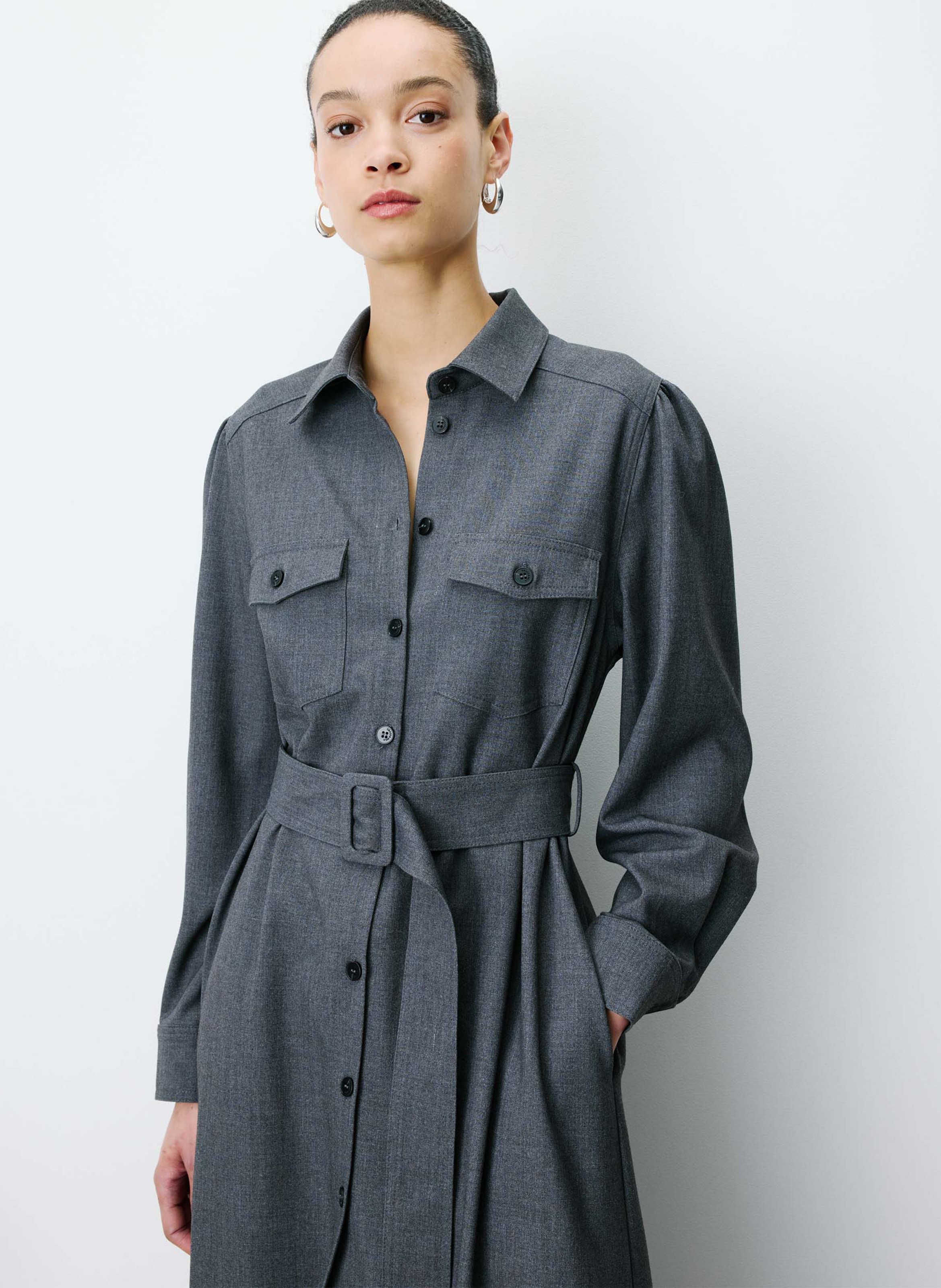 Robe longue col classique GRACE ET MILA Noir