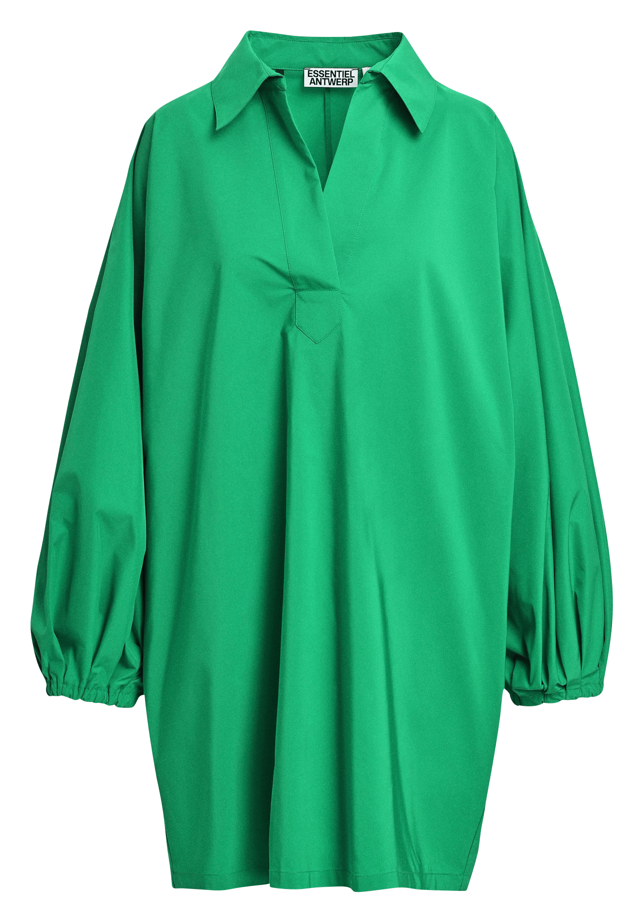 Korte oversized jurk met V-hals ESSENTIEL ANTWERP Groen